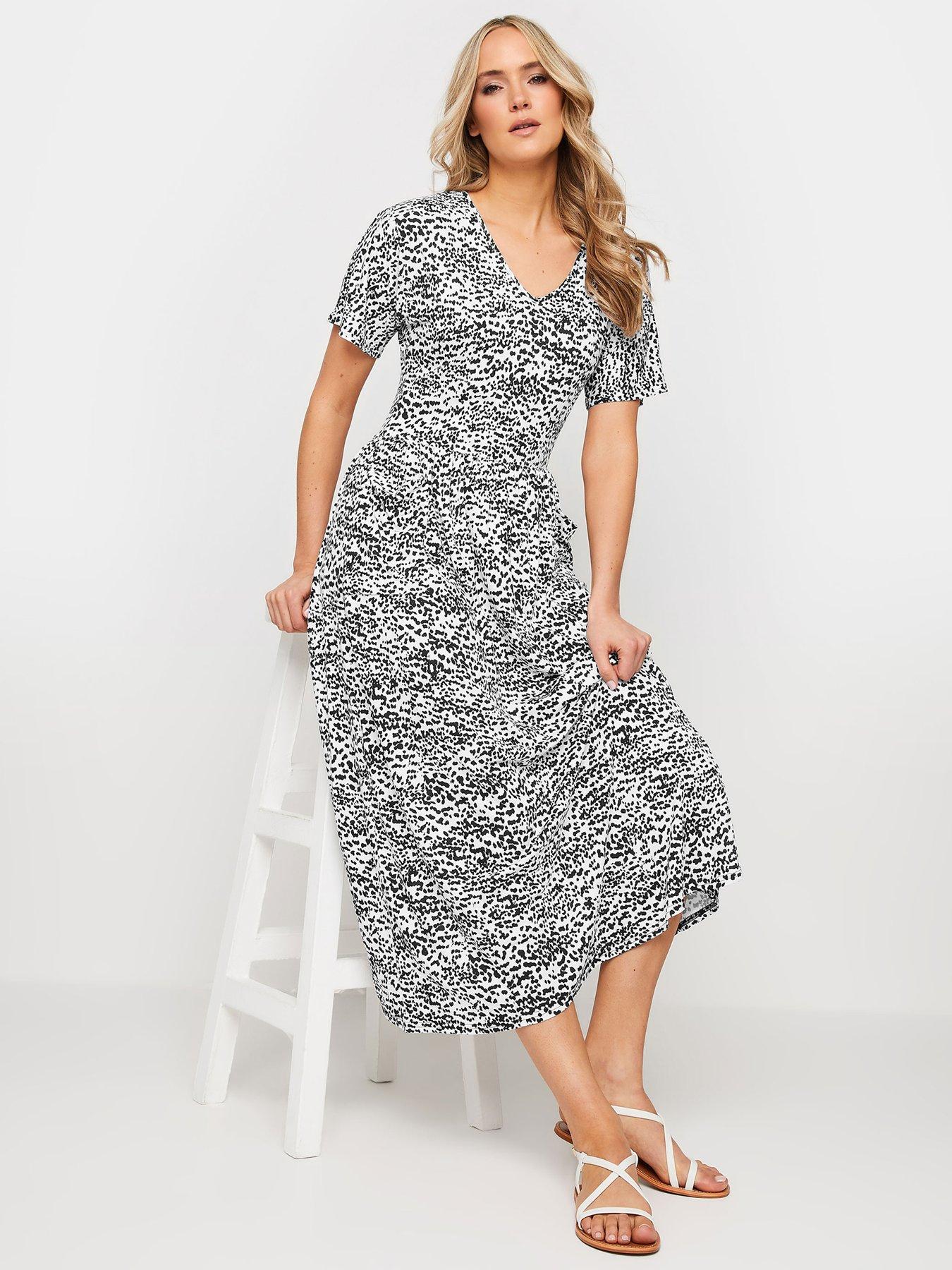 Long Tall Sally Tall V Neck Pocket Dress - White/Black | Very.co.uk