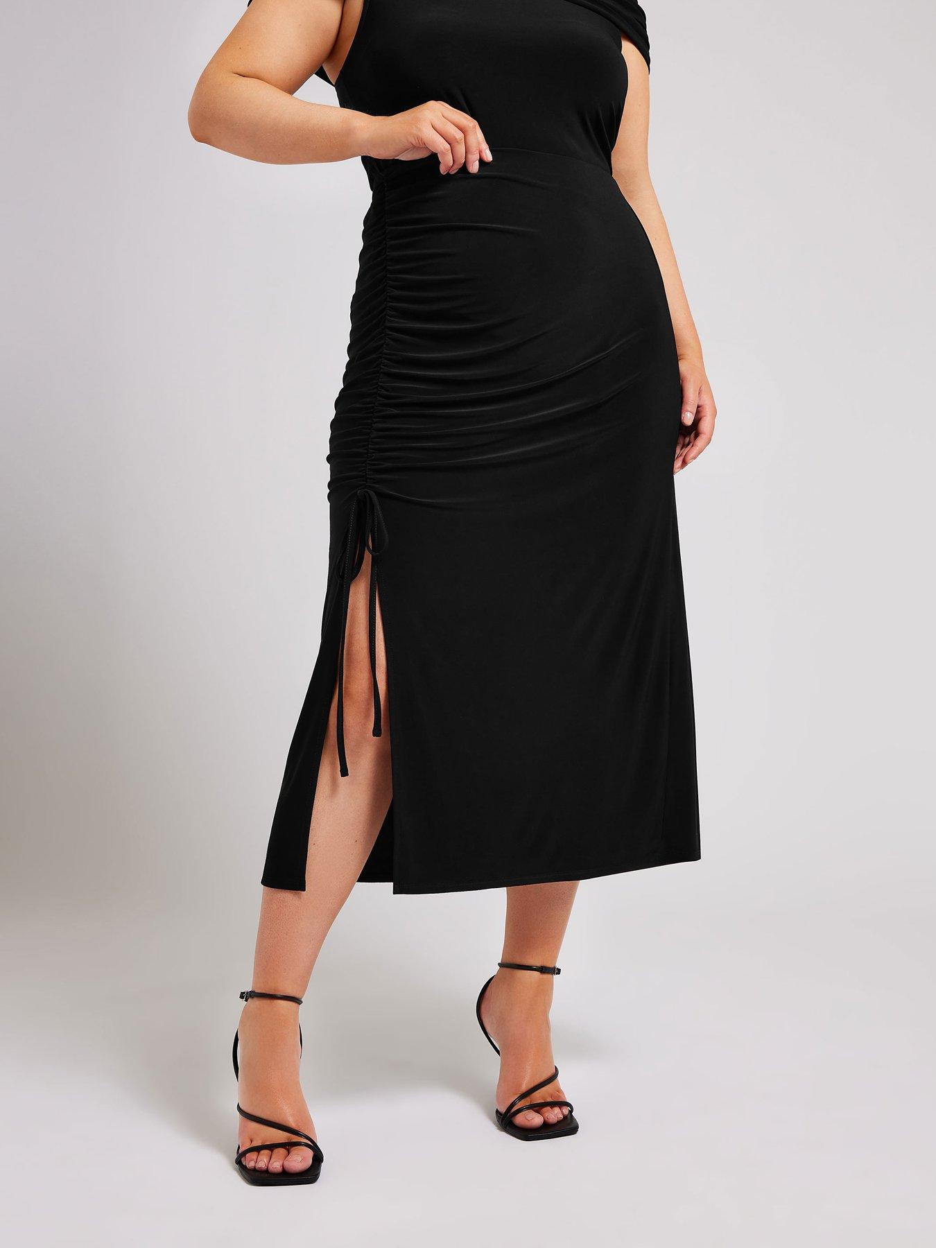 Black ruched skirt uk best sale