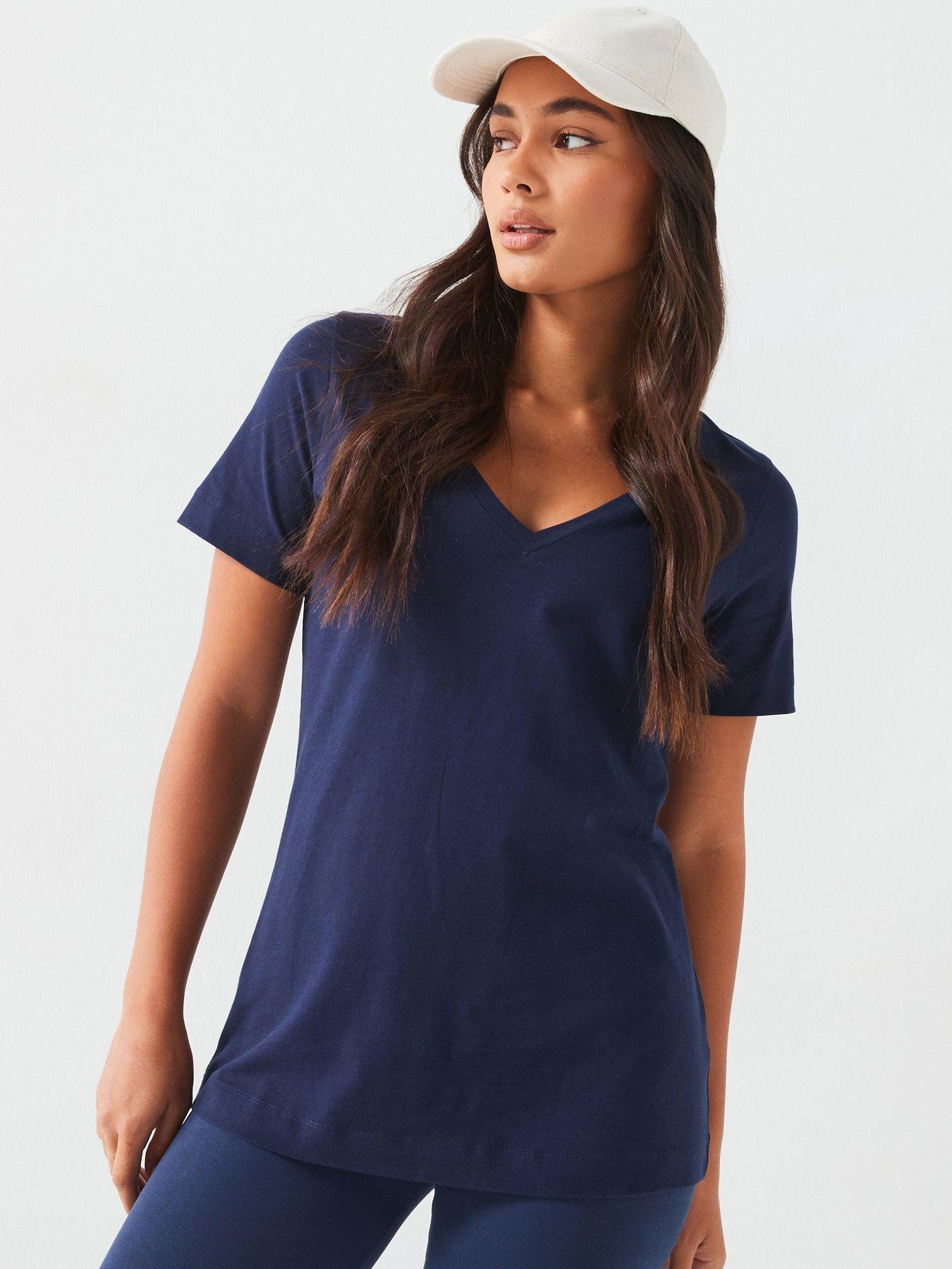 Everyday The Essential V Neck T-Shirt - Navy | Very