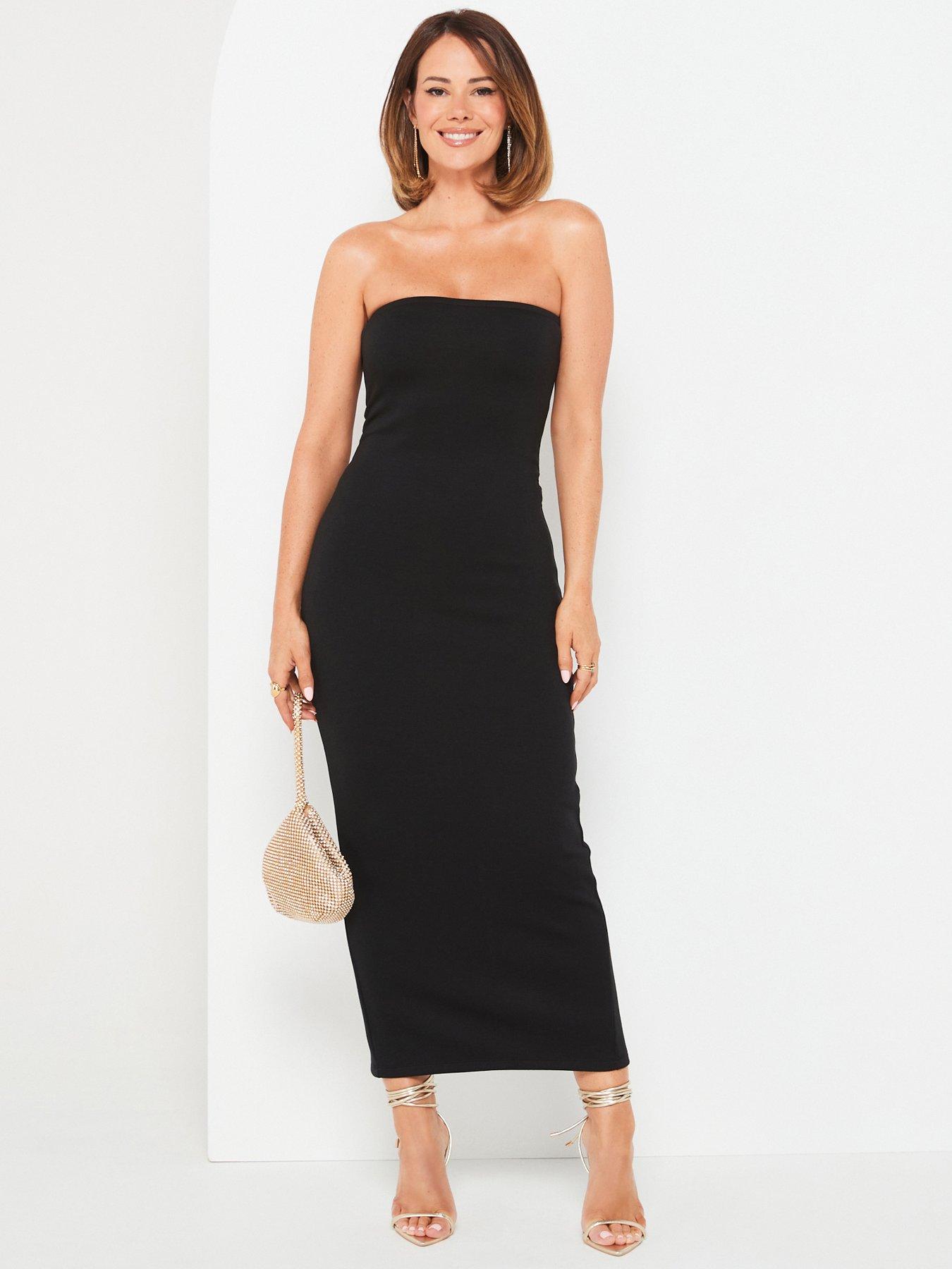 V By Very X Carol Byrne Bandeau Fitted Bodycon Midaxi Dress - Black