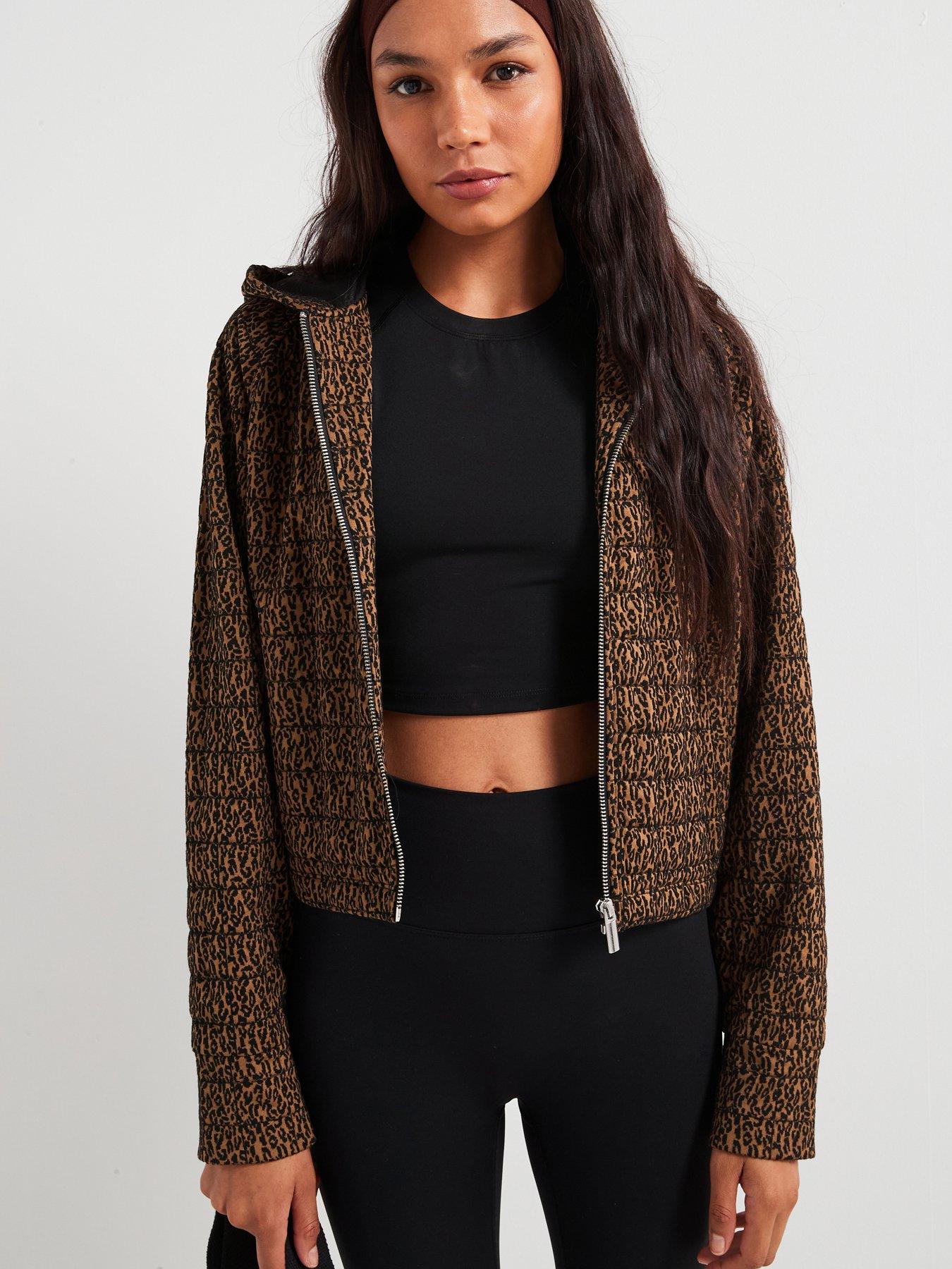 undefined Leopard Printed Zip Through Hoodie