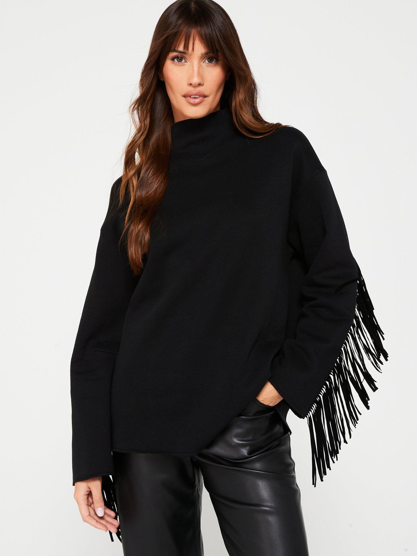 V by Very Tassel Detail High Neck Sweat Black Very