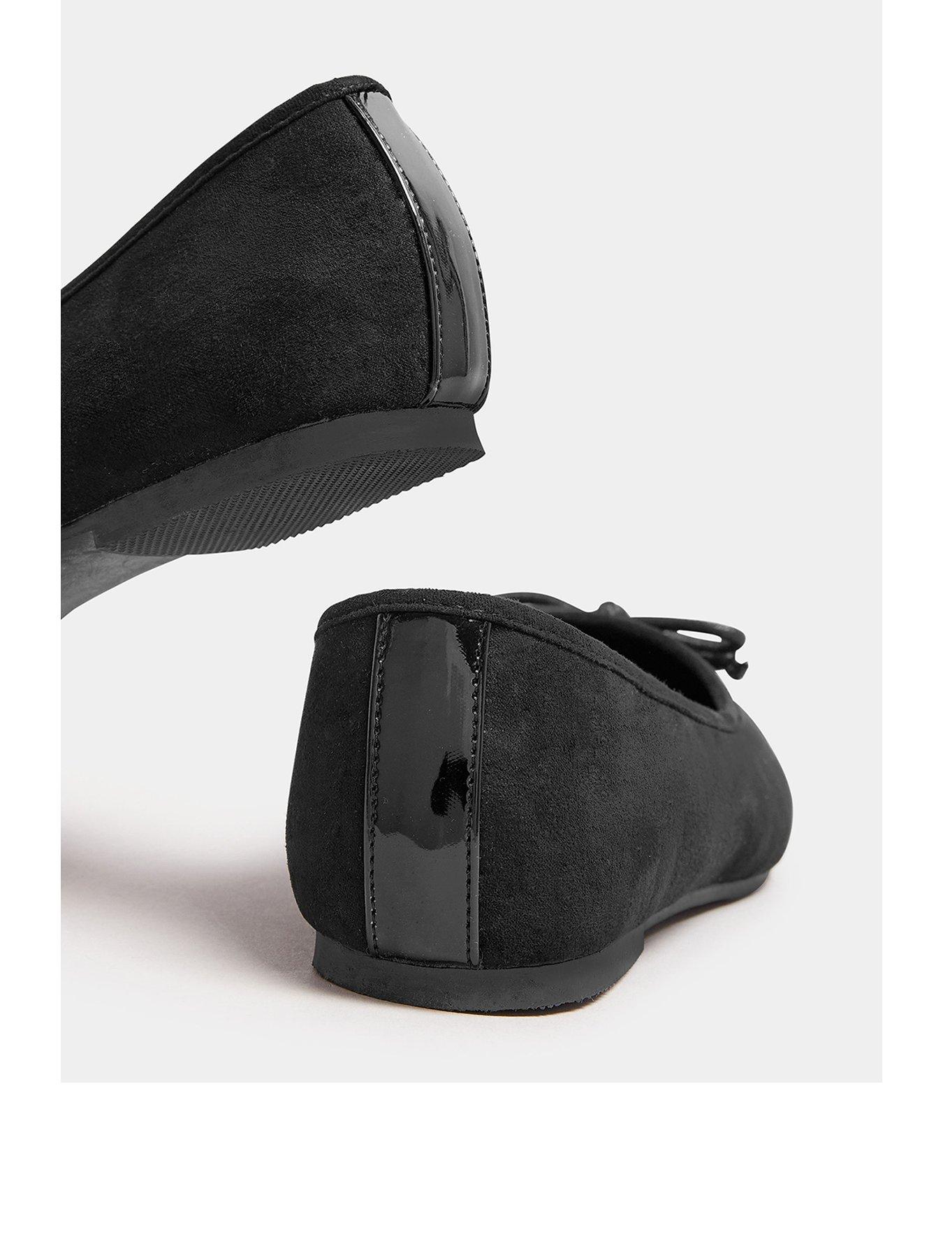 Image 3 of 4 of Yours Extra Wide Fit Chiselled Toe Cap Ballet Black