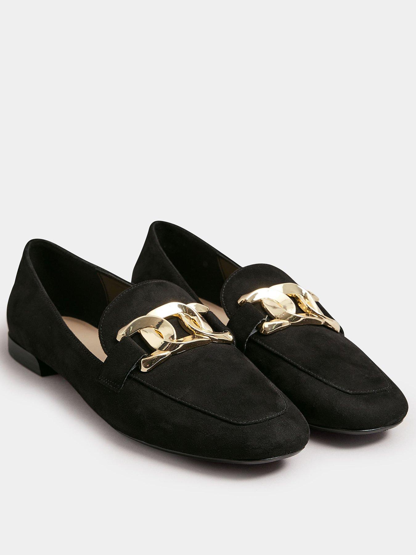 undefined Extra Wide Fit Chain Detail Closed Back Loafer - Black
