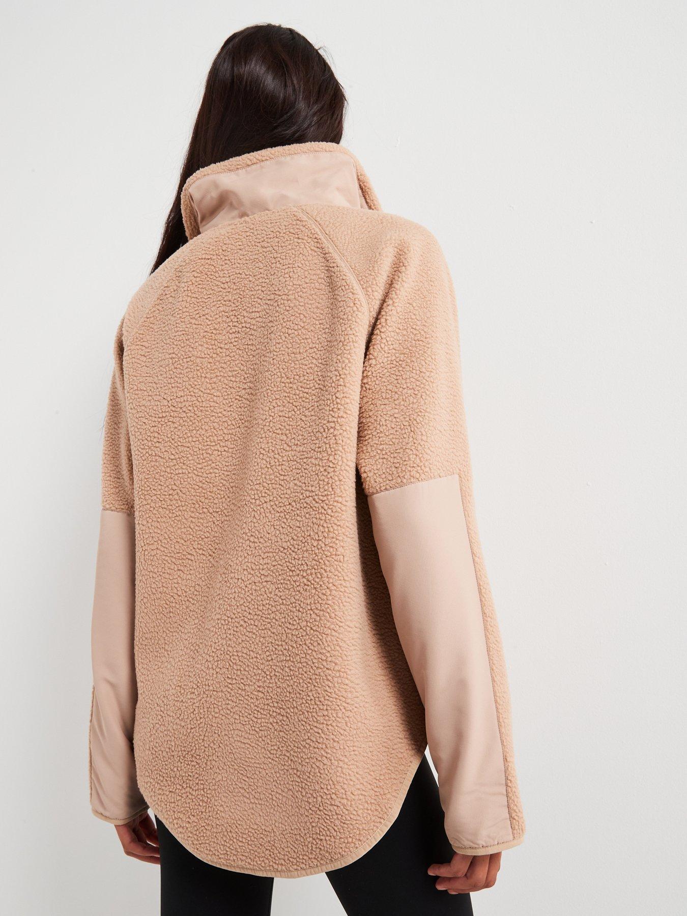 Image 2 of 6 of V by Very Zip Through Collar Contrast Sleeve Sherpa Fleece - Brown