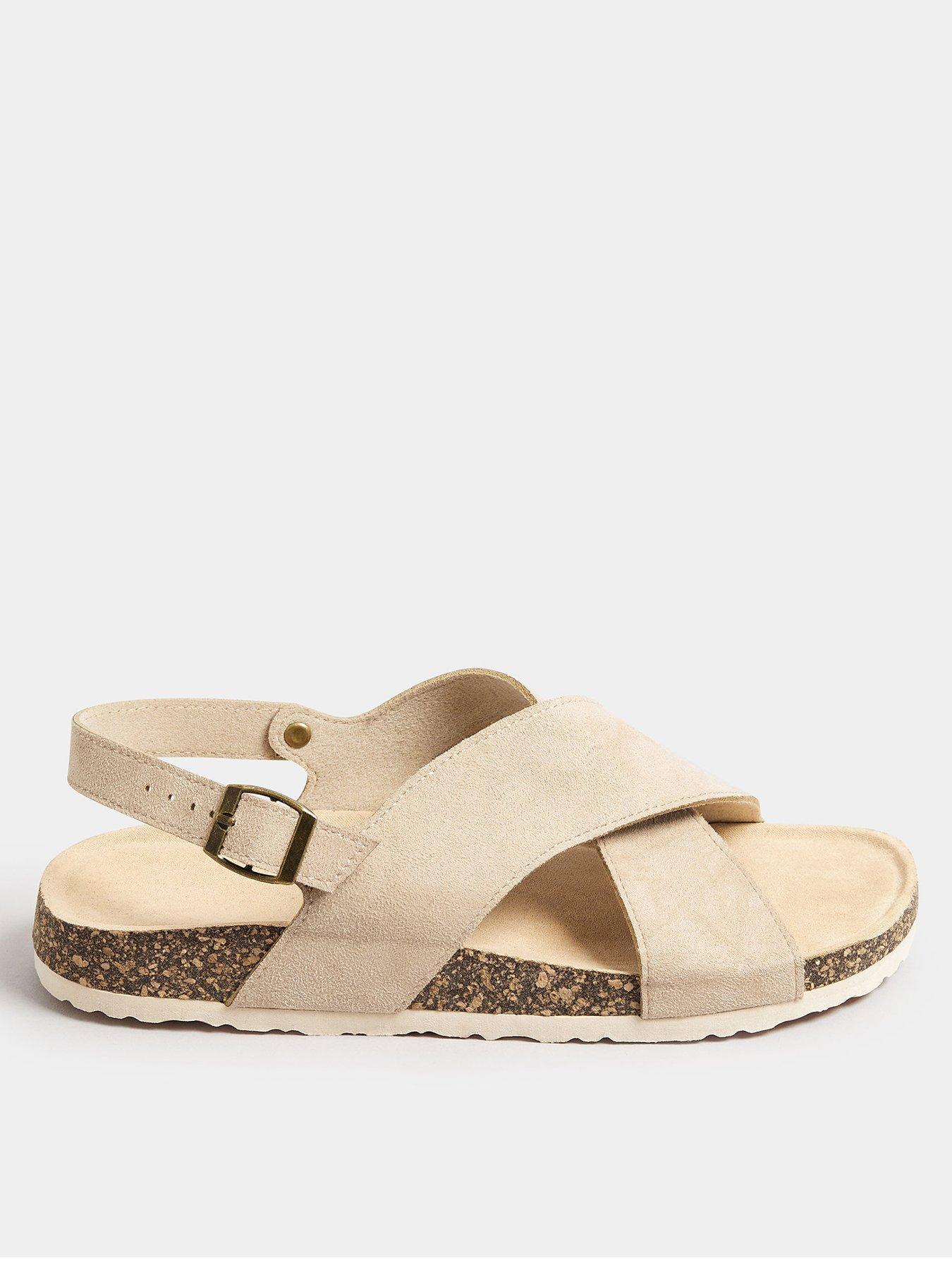 Image of Yours Extra Wide Fit Cross Strap Footbed Sandals - Natural