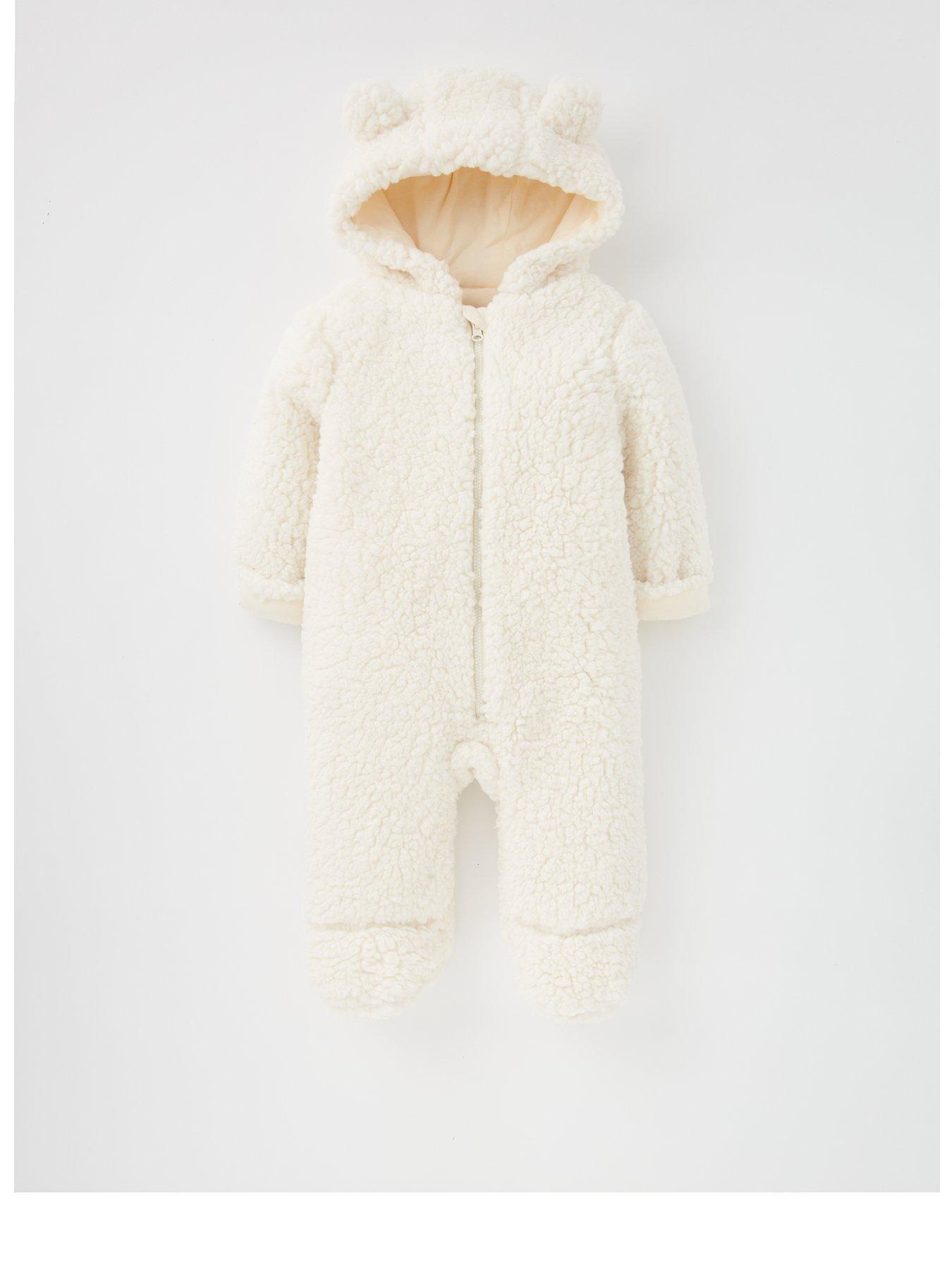 undefined Baby Unisex Ivory Borg Pramsuit