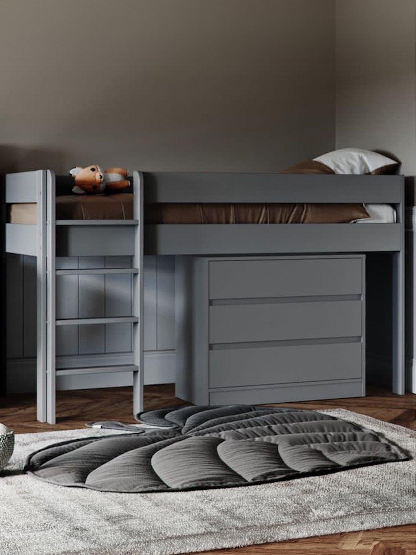 Product photograph of Little Acorns Childrens Mid Sleeper Bedframe - Grey from very.co.uk