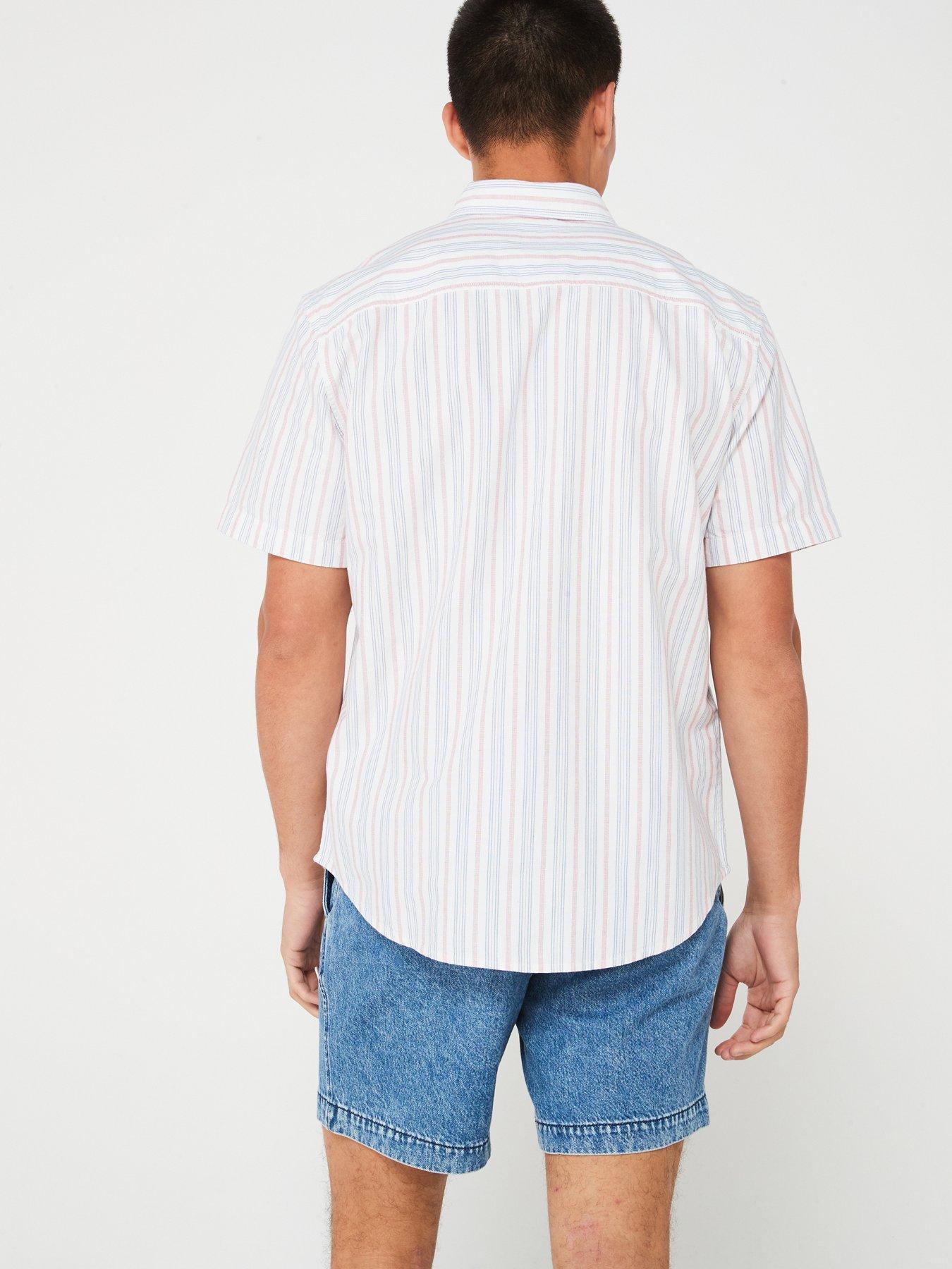 London Button Down Shirt - White & Olive Stripe main image 0