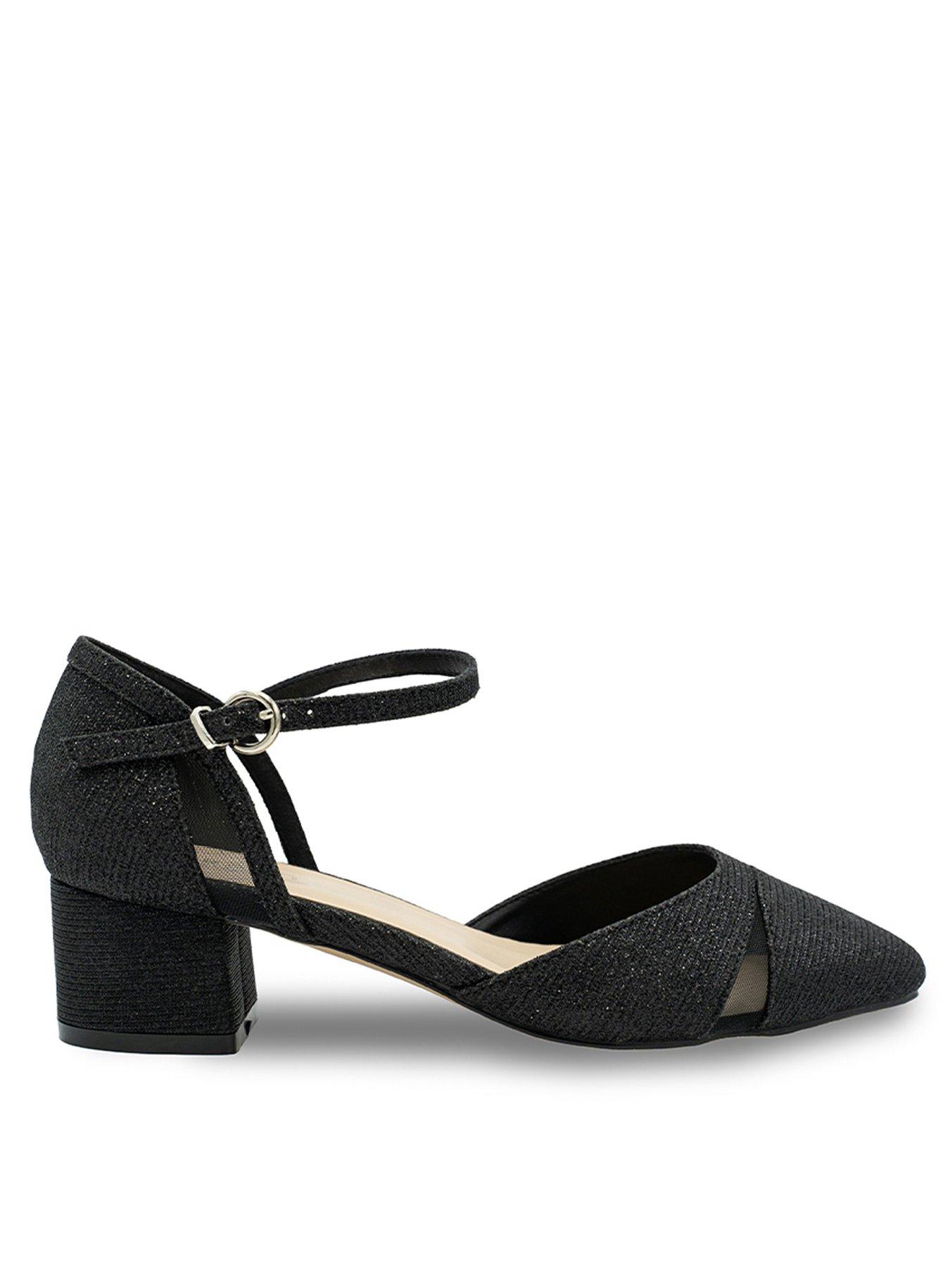 undefined Frankie Glitter Wide Fit Shoe Heel - Black