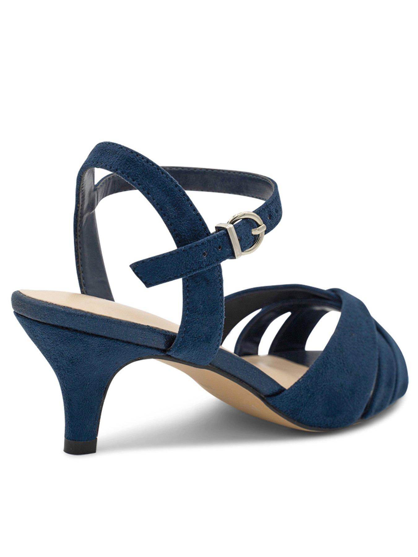 Paradox London Talor Suede Wide Fit Heel Sandal - Navy | Very.co.uk