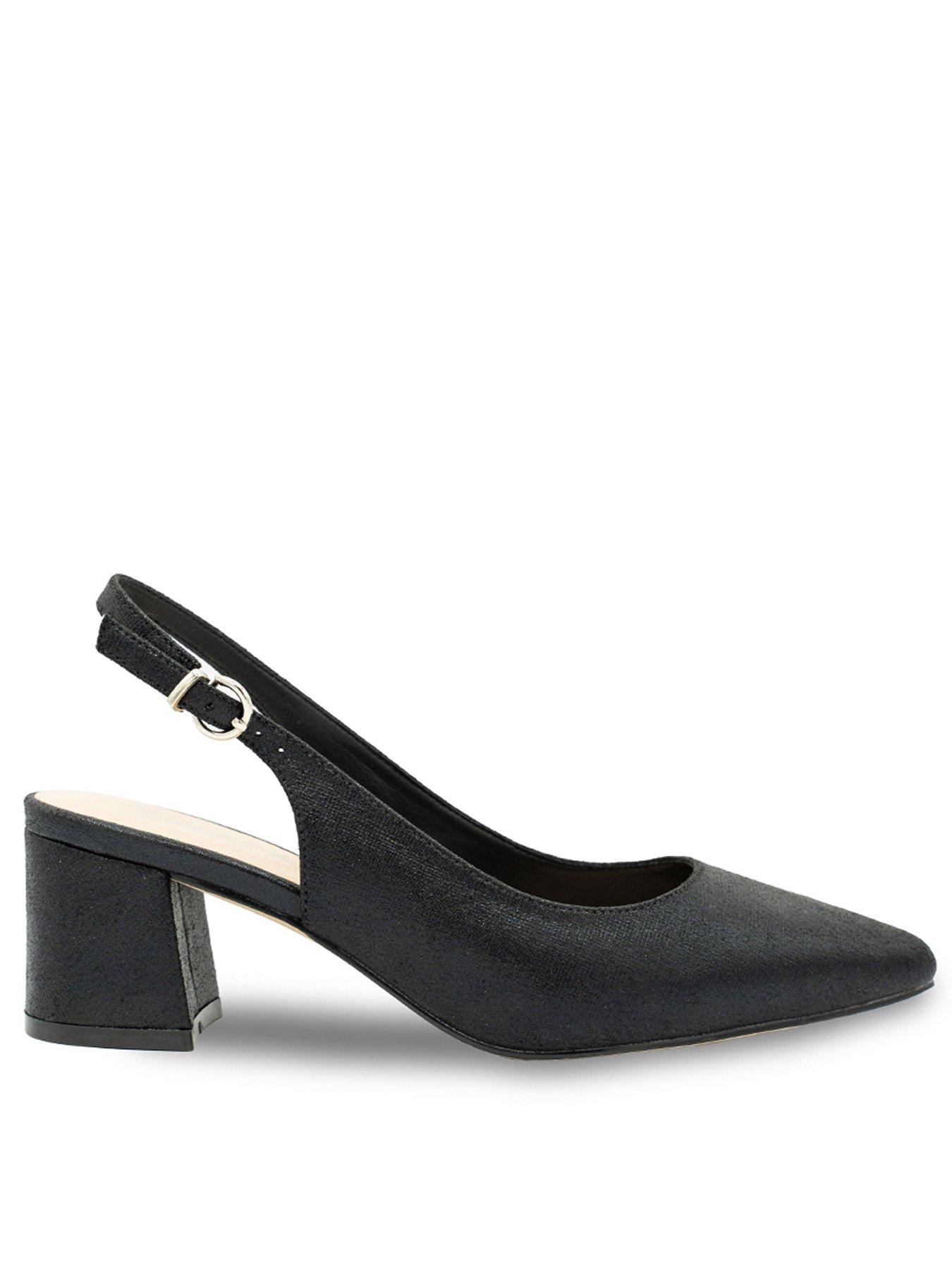 undefined Flynn Wide Fit Shimmer Heeled Shoe - Black