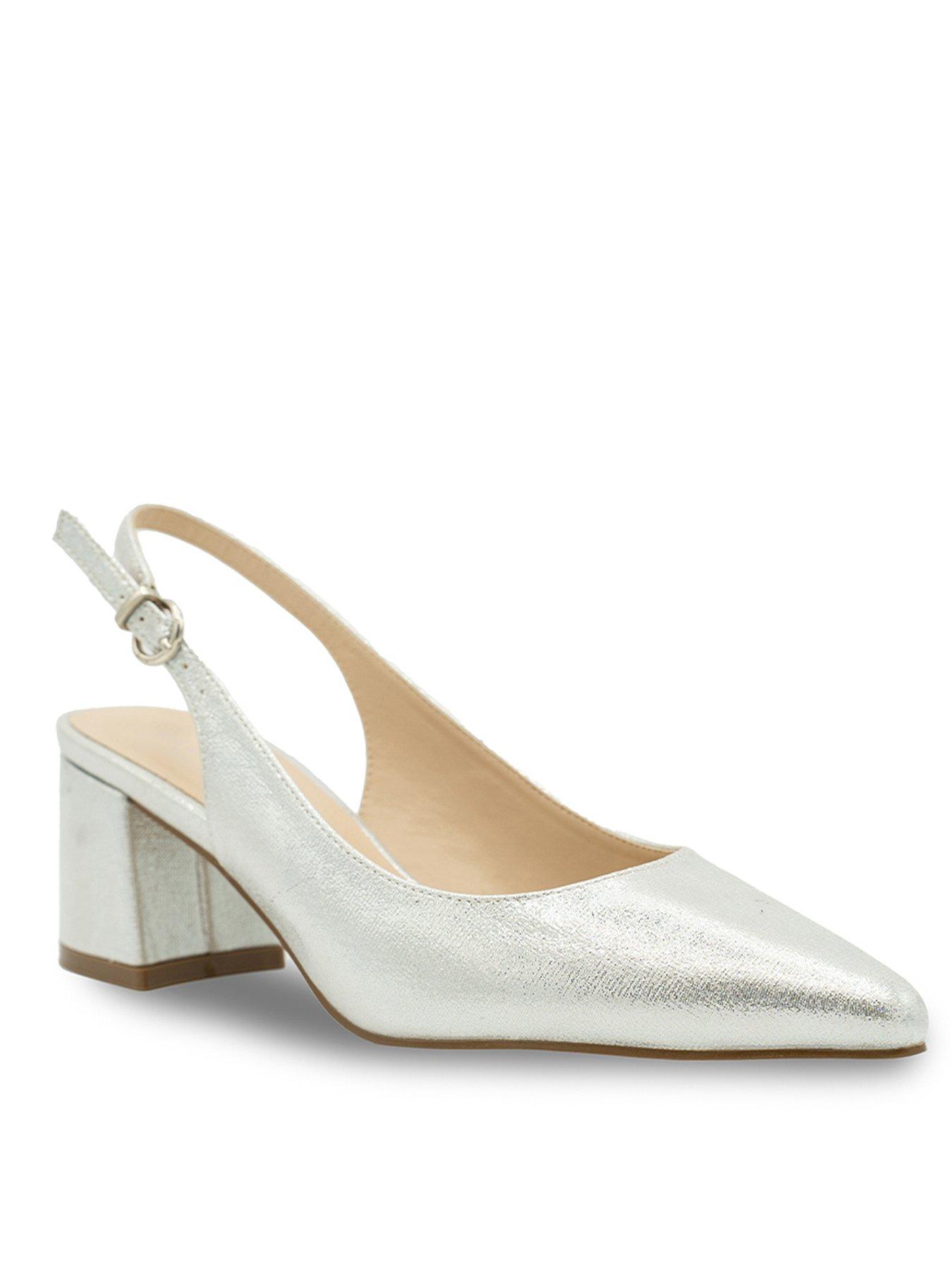 Image 2 of 4 of Paradox London Flynn Wide Fit Shimmer Heeled Shoe - Silver
