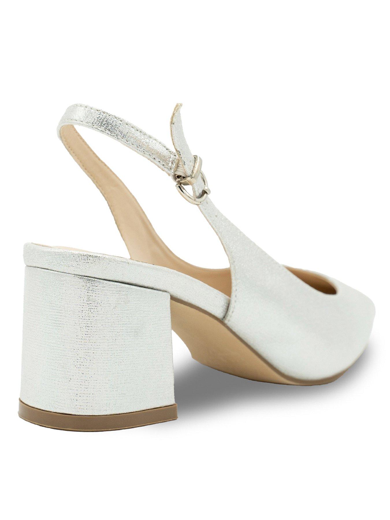 Image 3 of 4 of Paradox London Flynn Wide Fit Shimmer Heeled Shoe - Silver