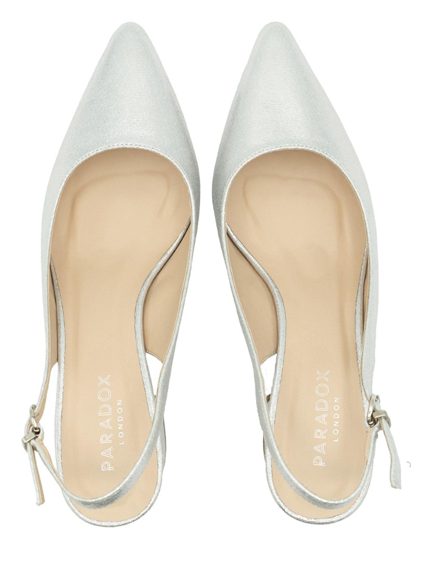 Image 4 of 4 of Paradox London Flynn Wide Fit Shimmer Heeled Shoe - Silver