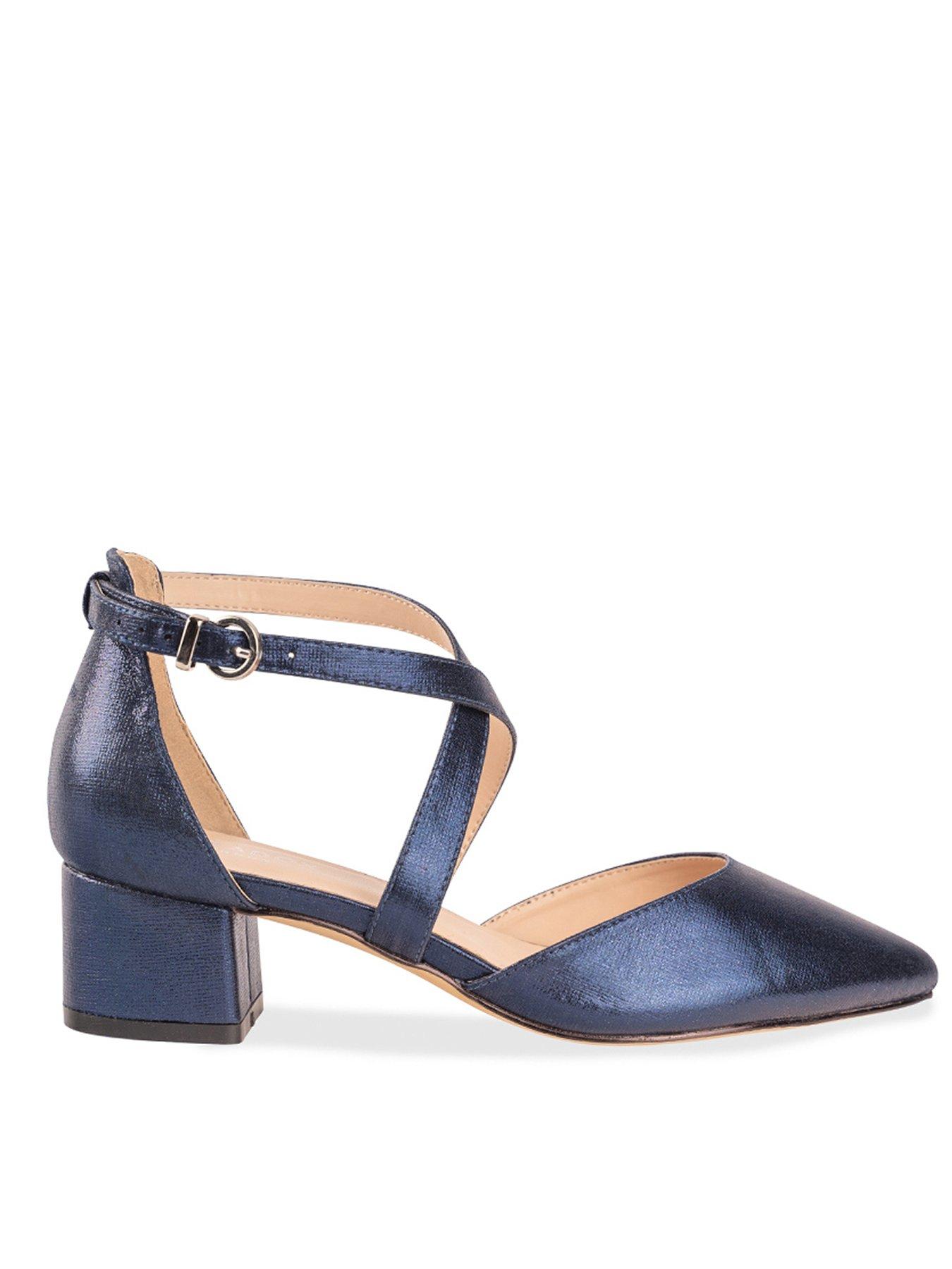 Paradox London Fran Wide Fit Shimmer Heeled Shoe - Navy
