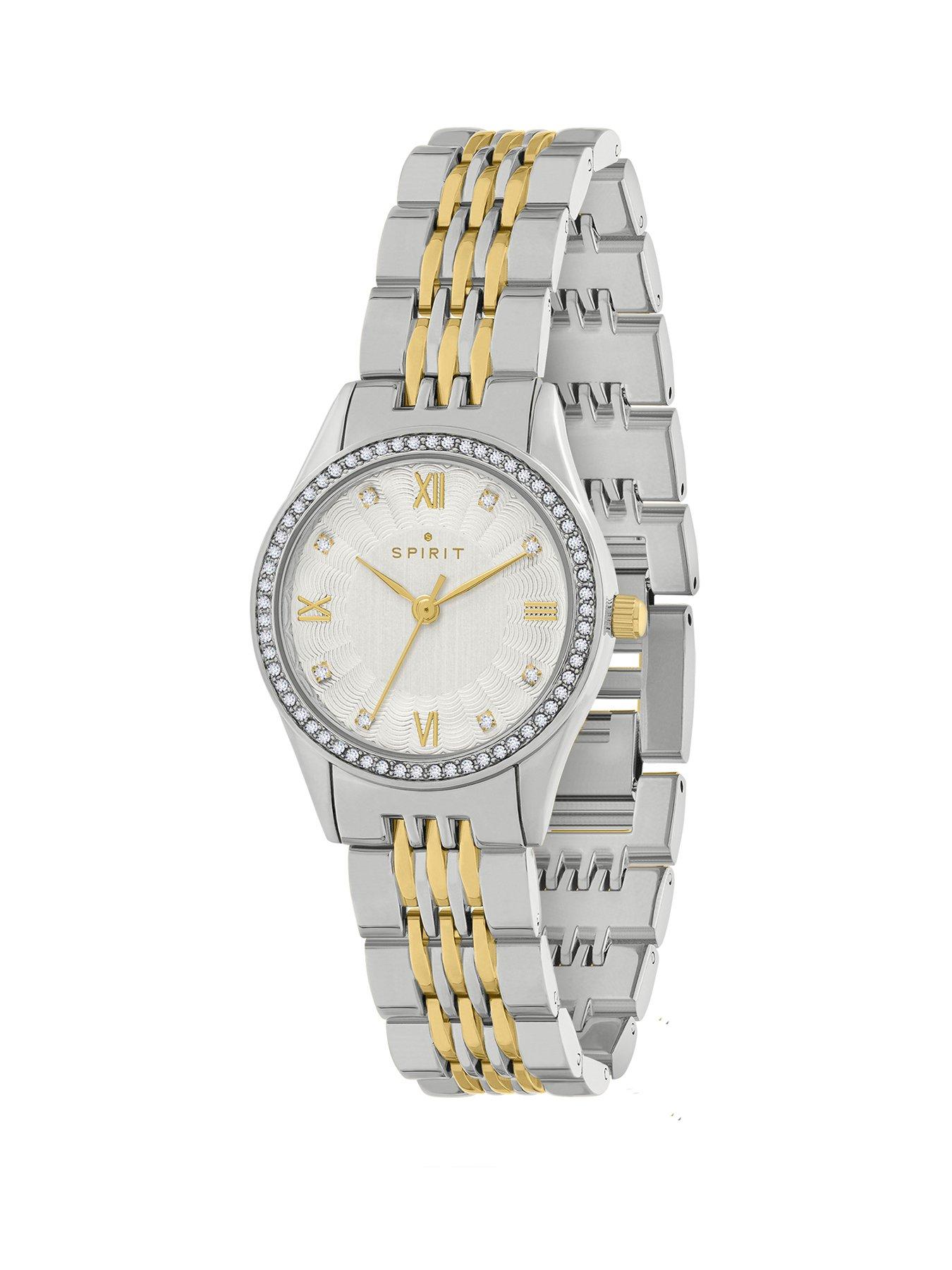 Image 2 of 5 of Spirit Ladies Polished Pale Gold &amp; Silver Stone Bezel Bracelet Watch