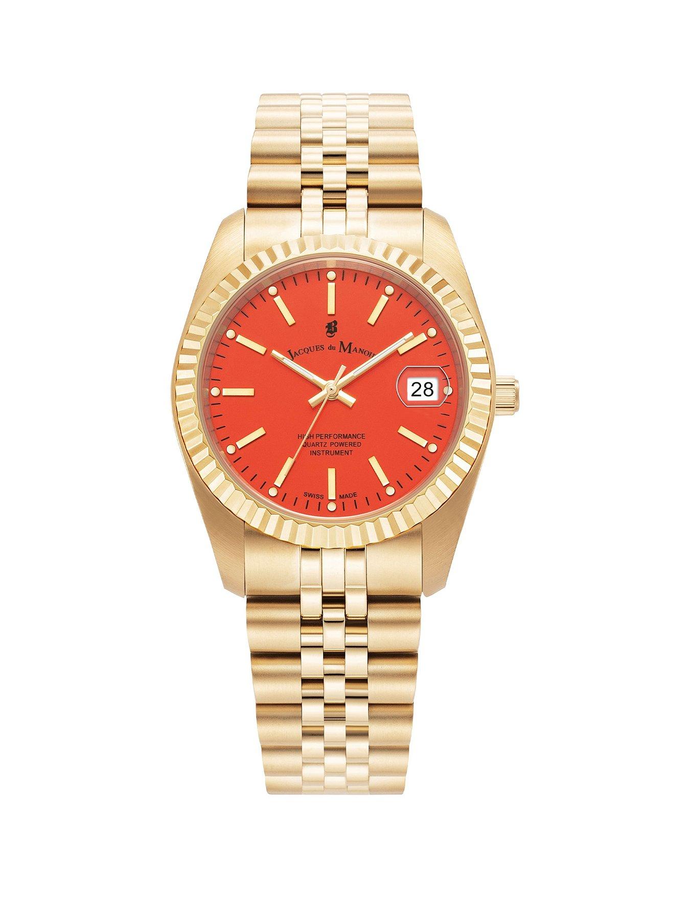 Product photograph of Jacques Du Manoir Swiss Made - Ladies Inspiration - Gold Plated - Bracelet Watch from very.co.uk