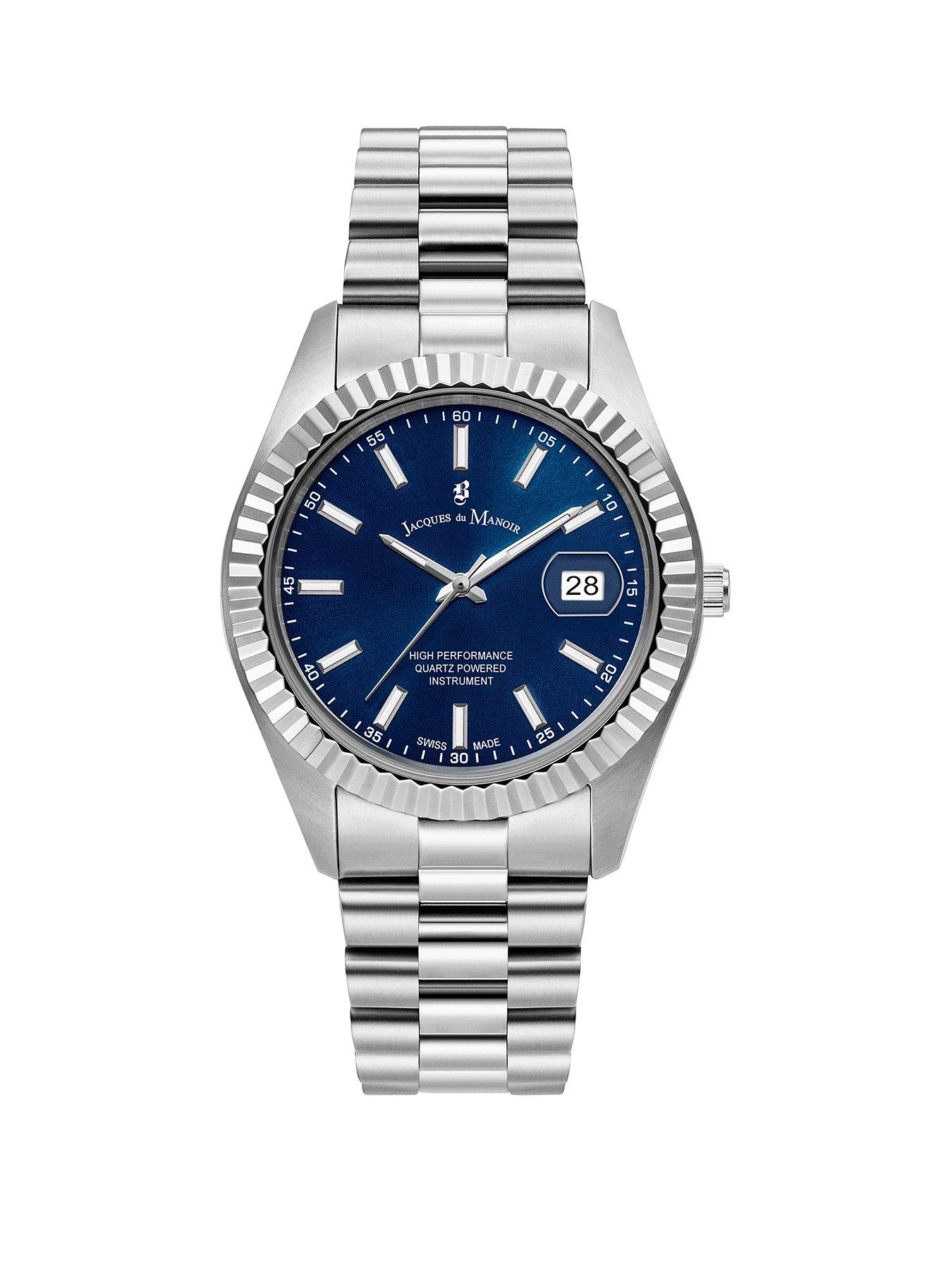 Product photograph of Jacques Du Manoir Swiss-made Unisex Inspiration Business Silver Bracelet Watch from very.co.uk