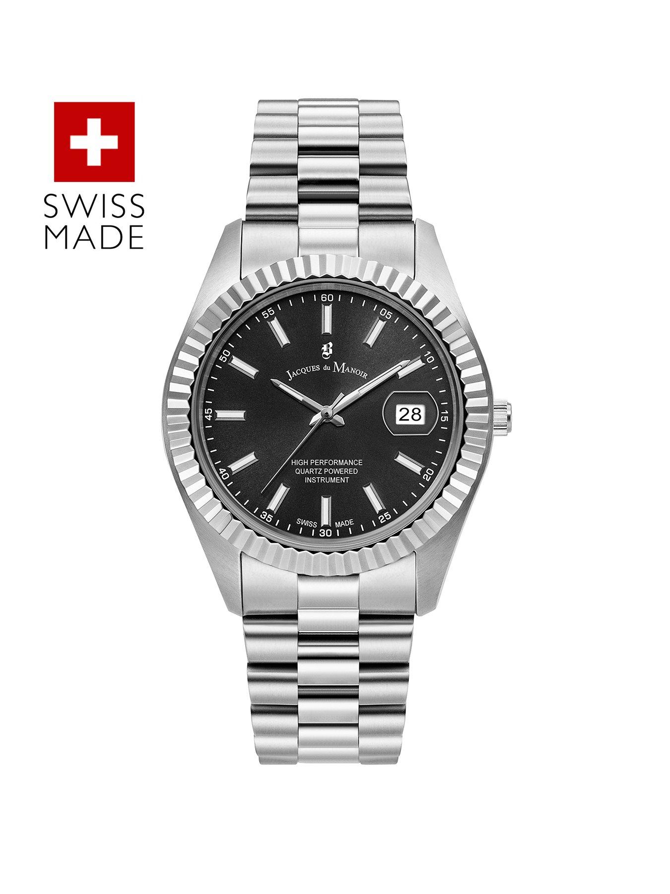 Product photograph of Jacques Du Manoir Swiss-made Unisex Inspiration Business Silver Plated Bracelet Watch from very.co.uk