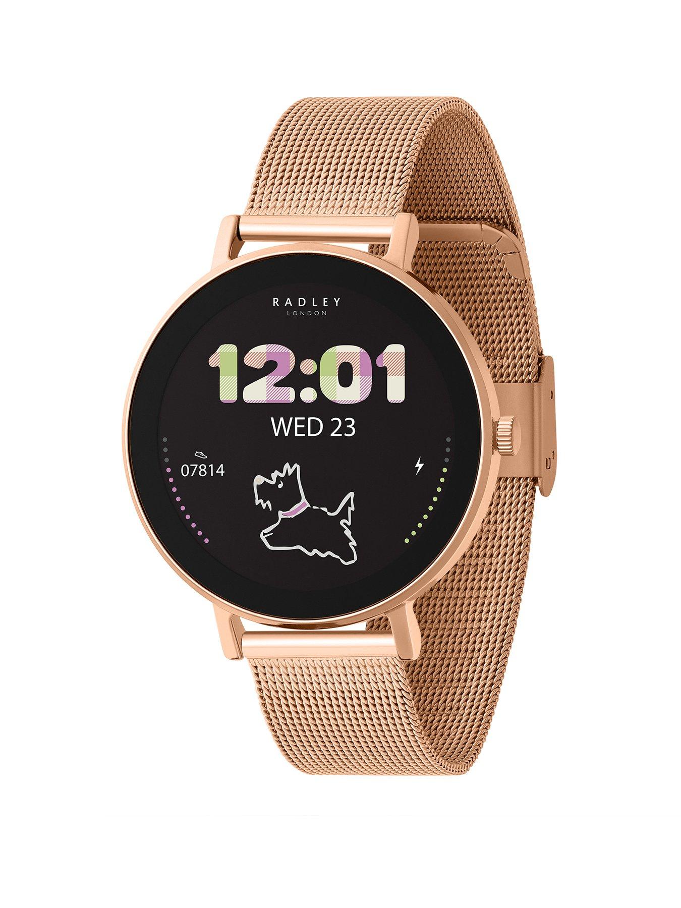 Product photograph of Radley Series 28 Amoled Mesh Watch - Rose Gold from very.co.uk