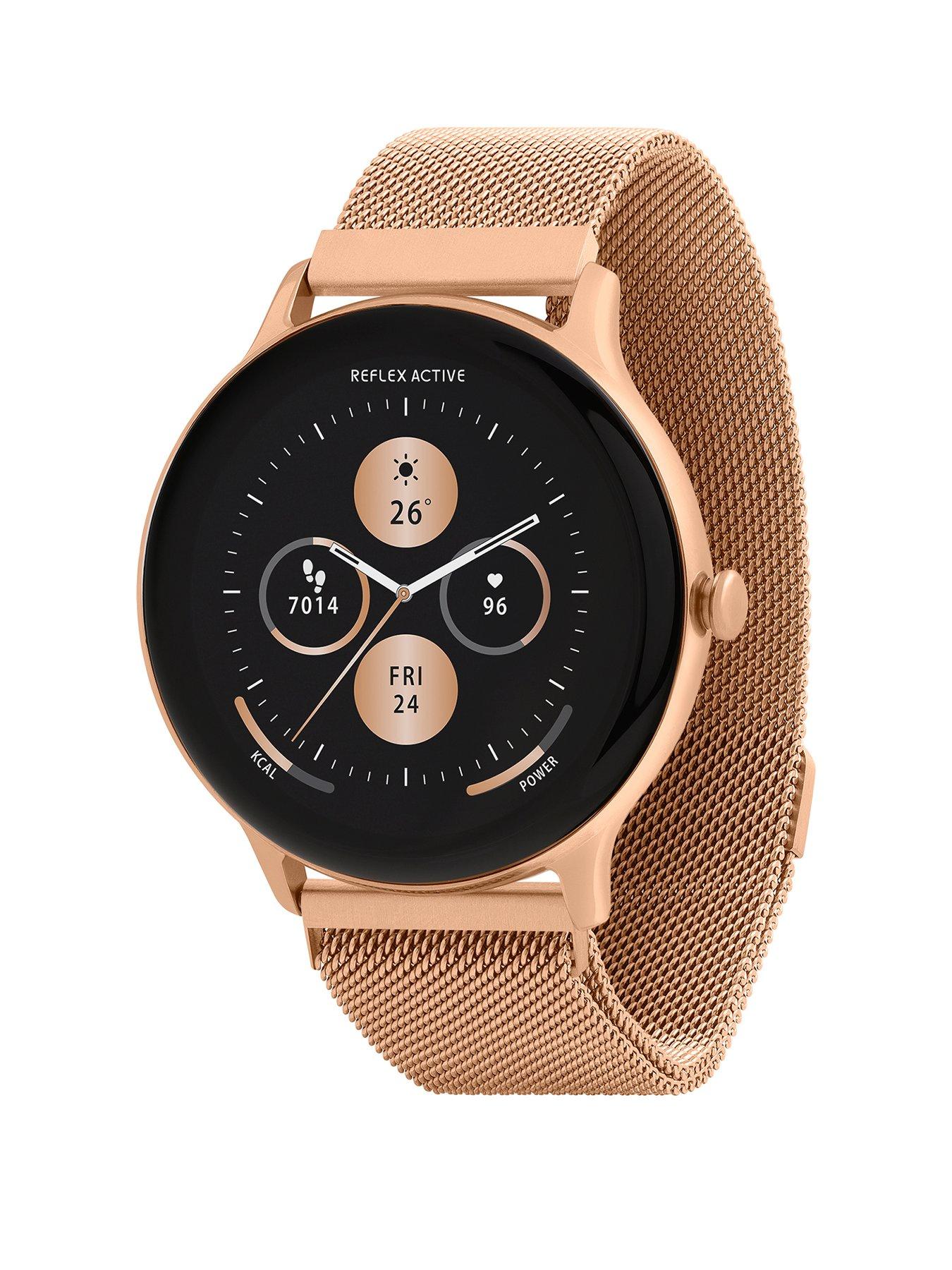 Product photograph of Reflex Active Series 22 Rose Gold Mesh Strap Watch from very.co.uk