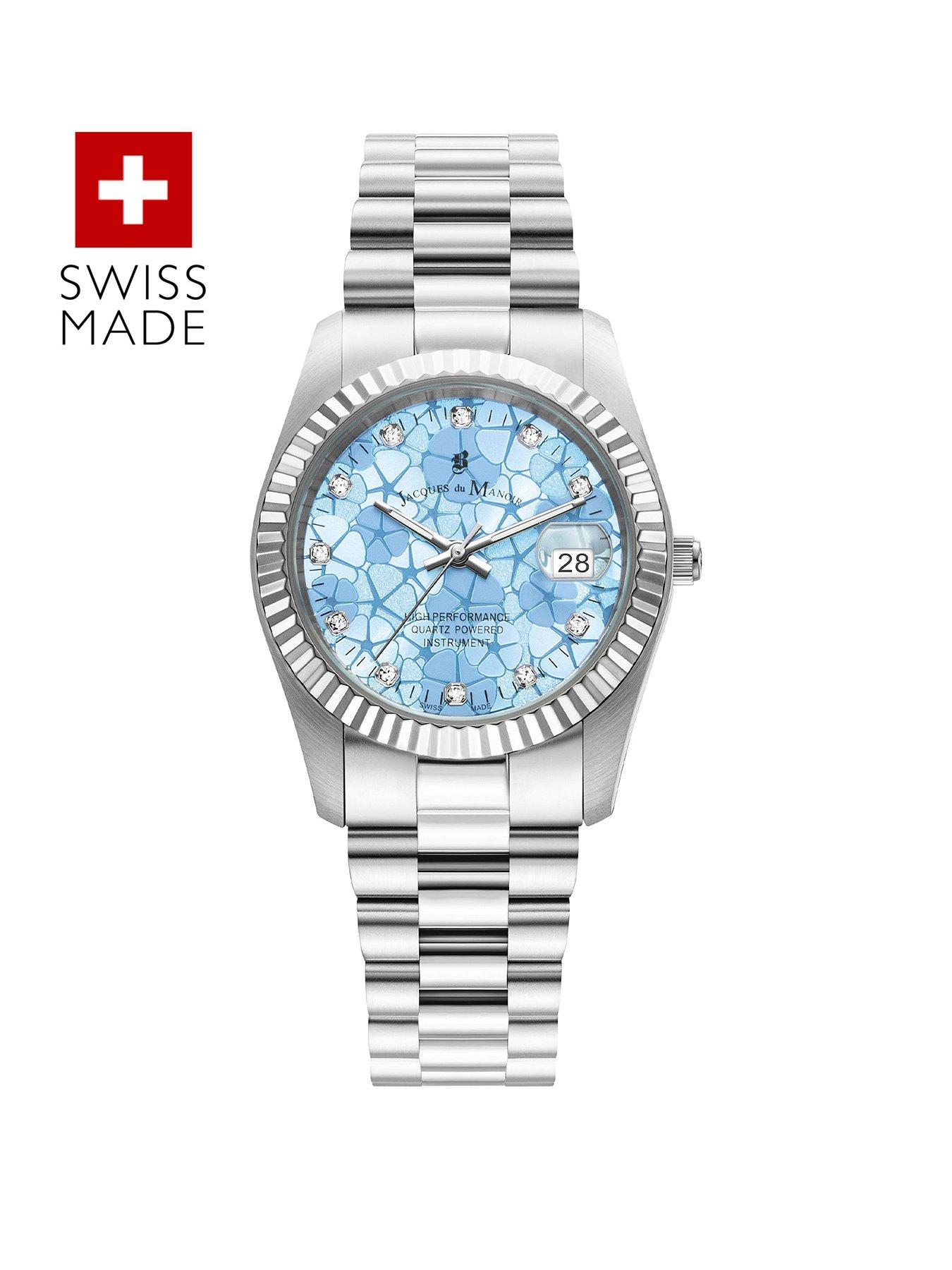 Product photograph of Jacques Du Manoir Swiss Made - Ladies Inspiration - Stainless Steel - Bracelet Watch from very.co.uk