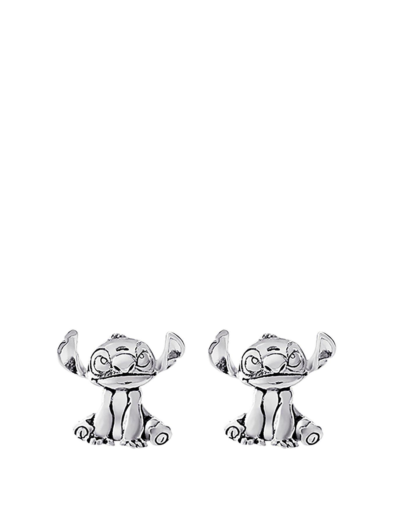 Product photograph of Disney Lilo Amp Stitch Silver Plated Stitch Stud Earrings from very.co.uk