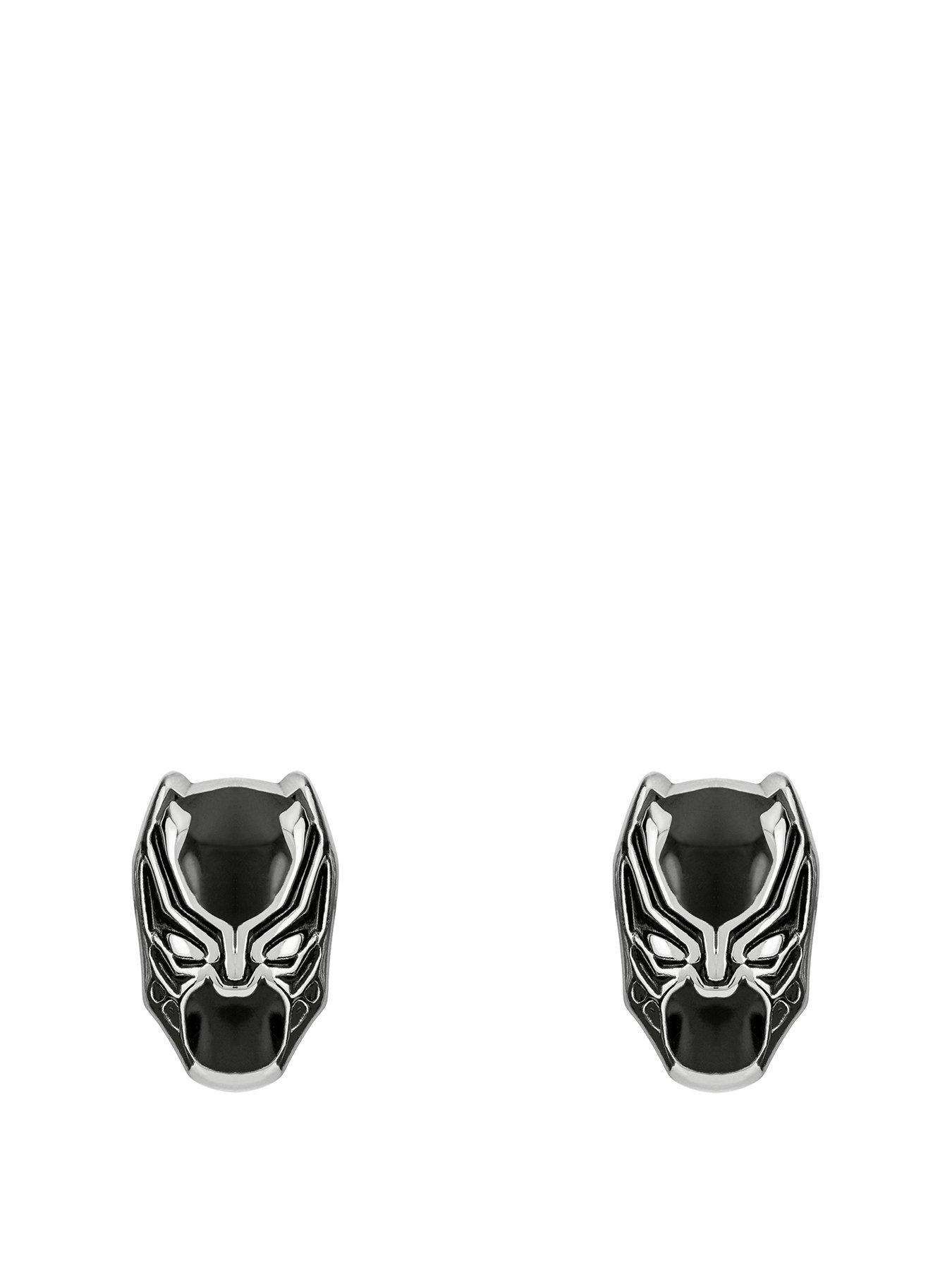 Product photograph of Disney Marvel Stainless Steel Black Panther Stud Earrings from very.co.uk