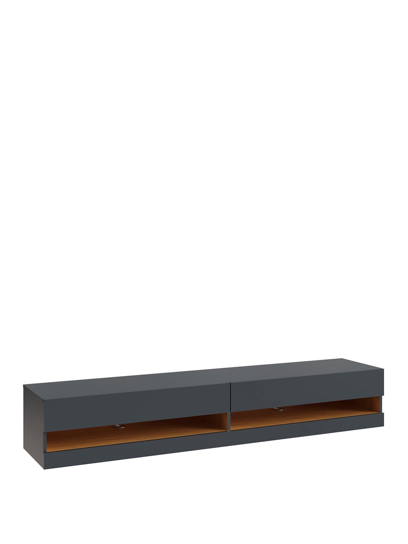 Image 2 of 7 of GFW Leon 180&nbsp;cm Wall Mounted&nbsp;TV Unit with LED Lights - fits up to 75 inch TV - Anthracite