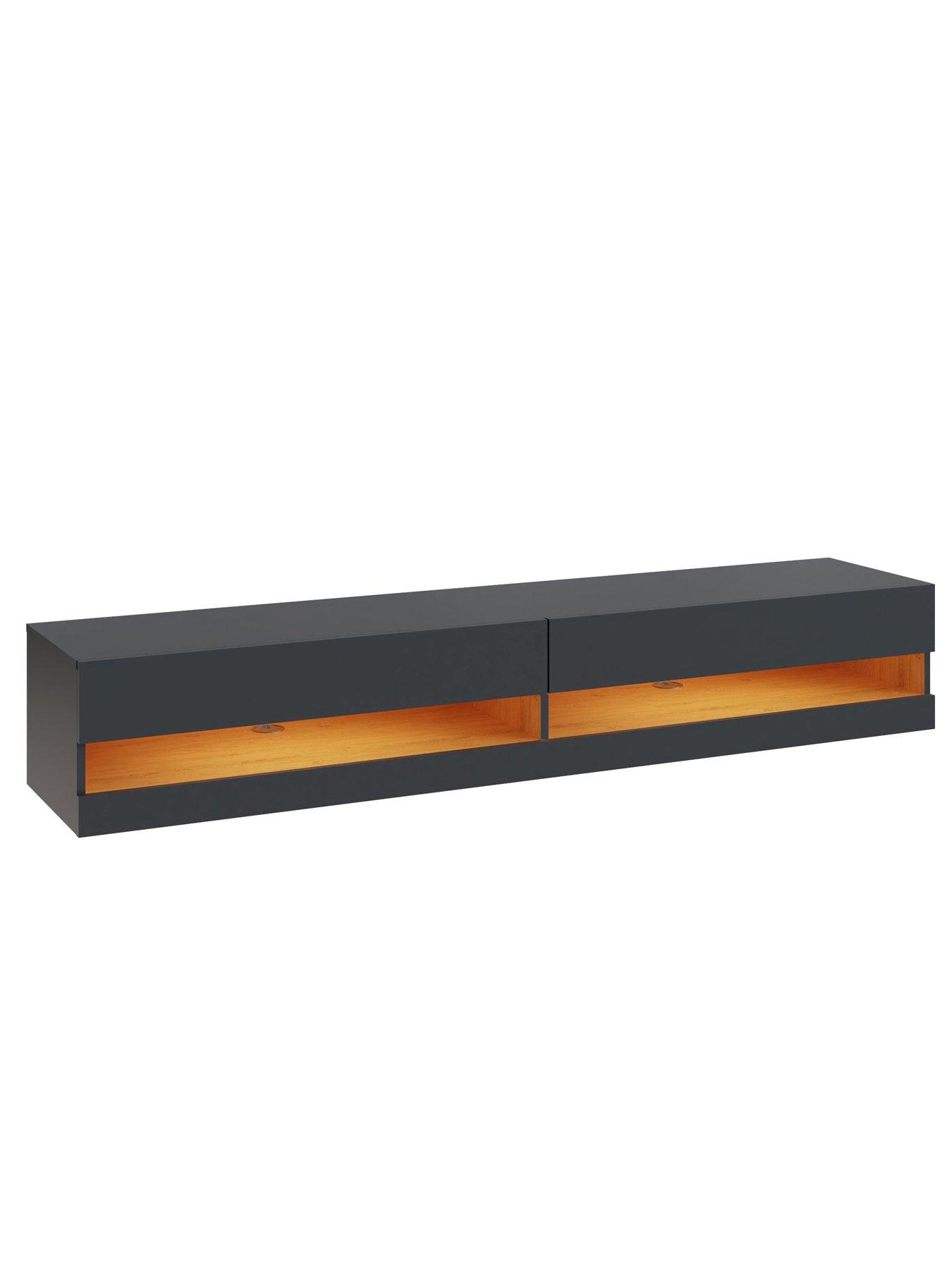 Image 3 of 7 of GFW Leon 180&nbsp;cm Wall Mounted&nbsp;TV Unit with LED Lights - fits up to 75 inch TV - Anthracite
