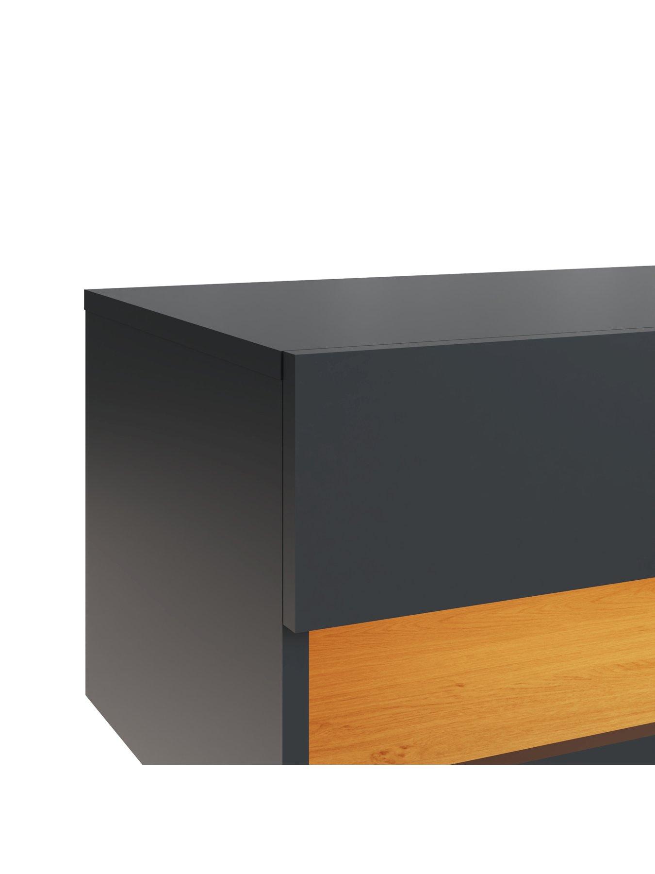 Image 4 of 7 of GFW Leon 180&nbsp;cm Wall Mounted&nbsp;TV Unit with LED Lights - fits up to 75 inch TV - Anthracite