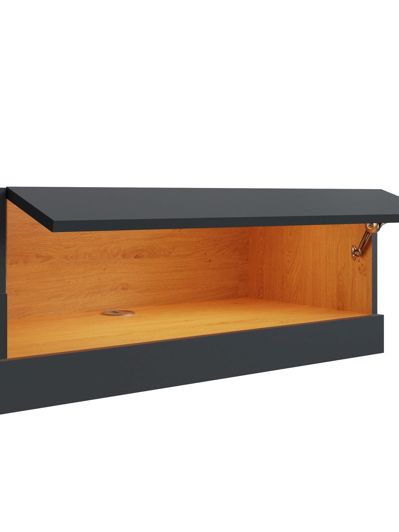 Image 5 of 7 of GFW Leon 180&nbsp;cm Wall Mounted&nbsp;TV Unit with LED Lights - fits up to 75 inch TV - Anthracite