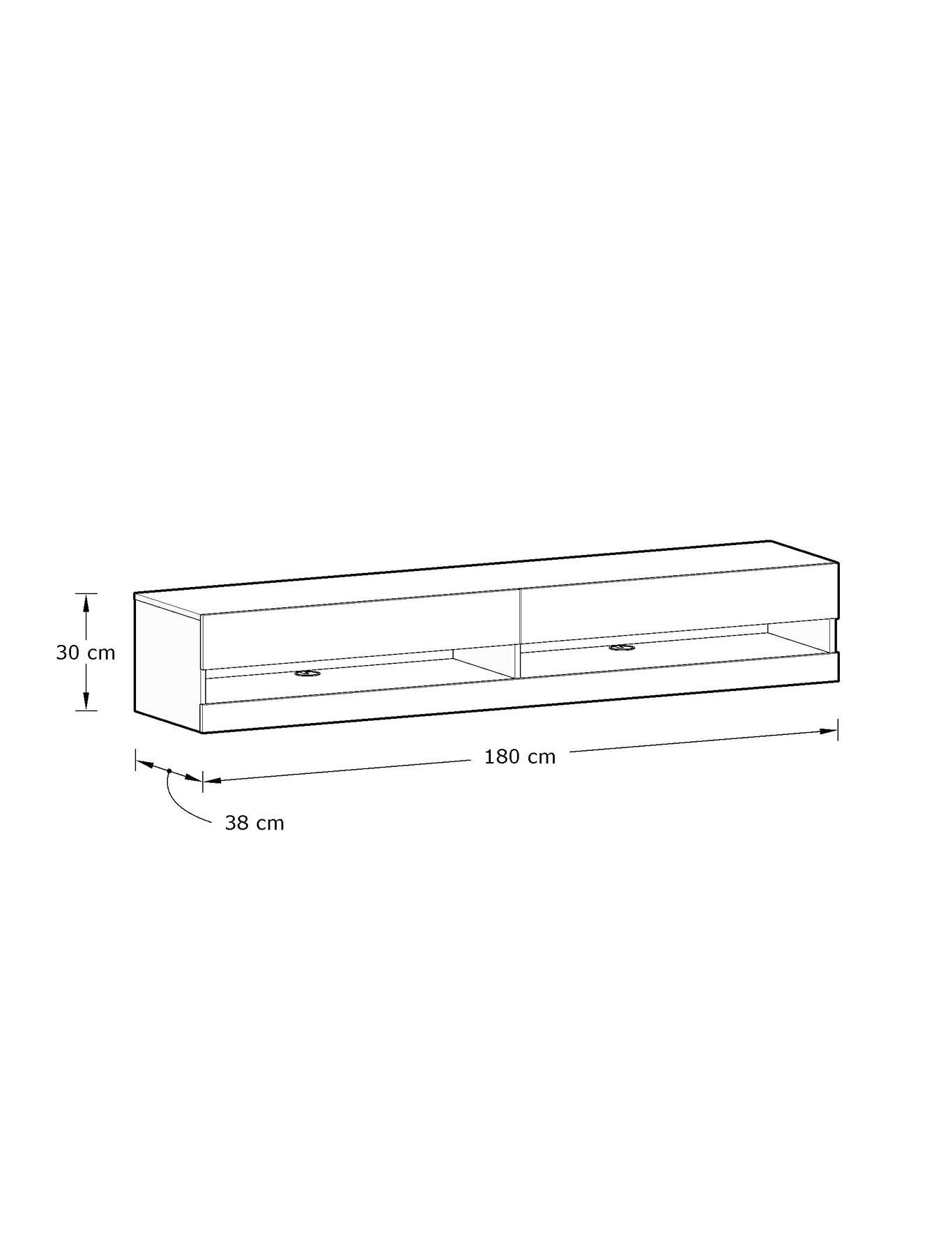 Image 7 of 7 of GFW Leon 180&nbsp;cm Wall Mounted&nbsp;TV Unit with LED Lights - fits up to 75 inch TV - Anthracite