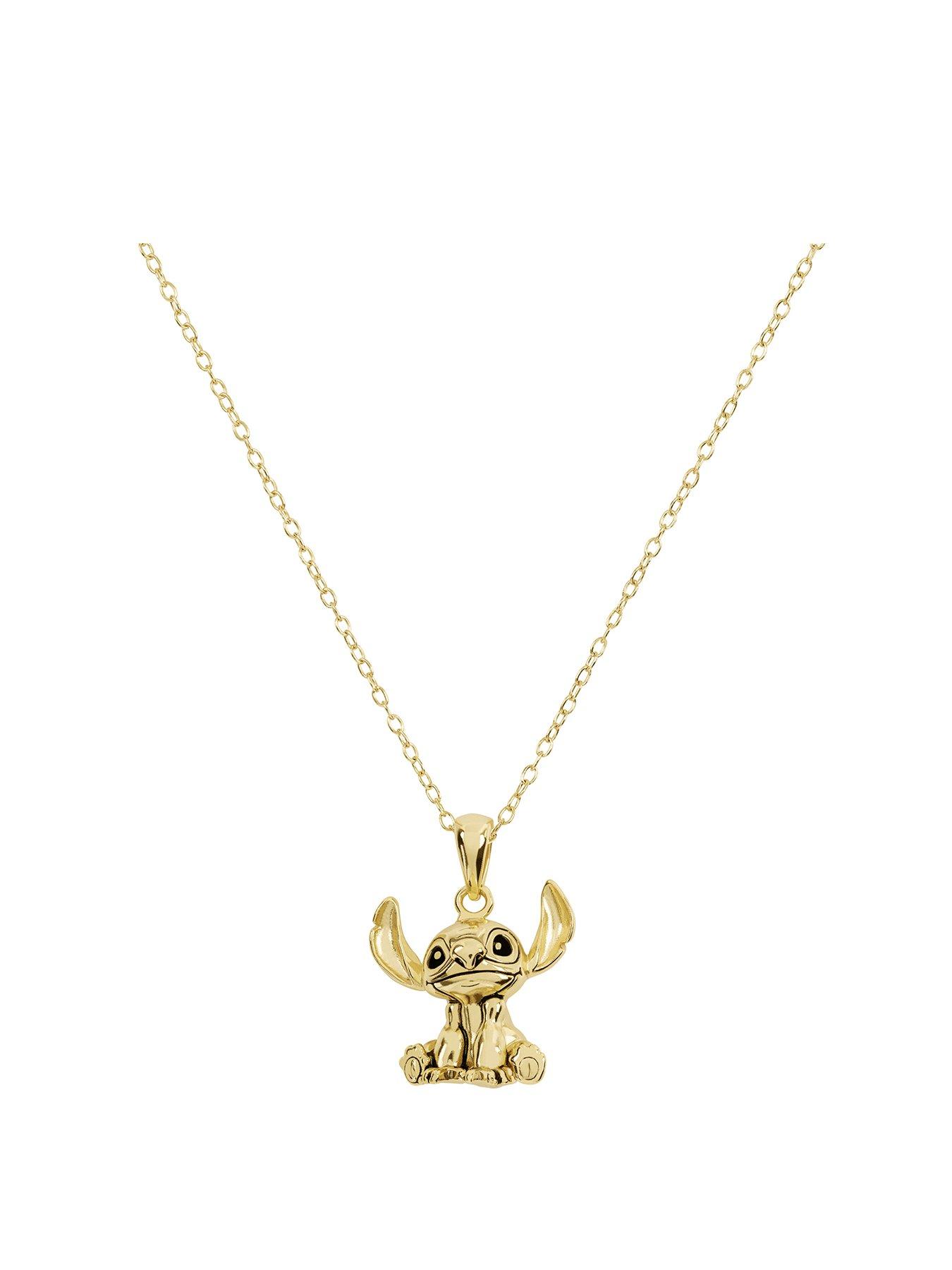 Product photograph of Disney Lilo Amp Stitch Gold Plated Sterling Silver Pendant Necklace from very.co.uk