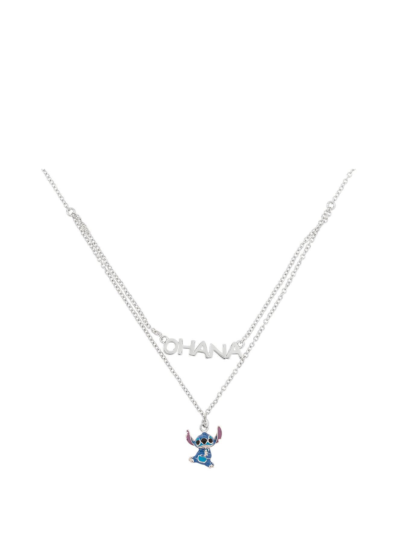 Product photograph of Disney Lilo And Stitch Sterling Silver Double Chain Pendant Necklace from very.co.uk