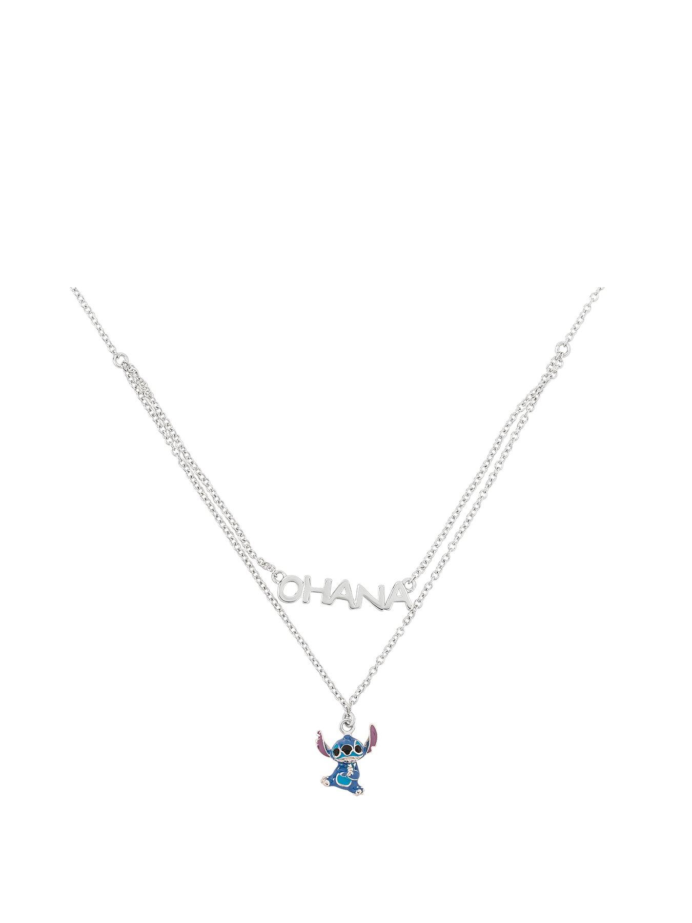 undefined Lilo and Stitch Sterling Silver Double Chain Pendant Necklace