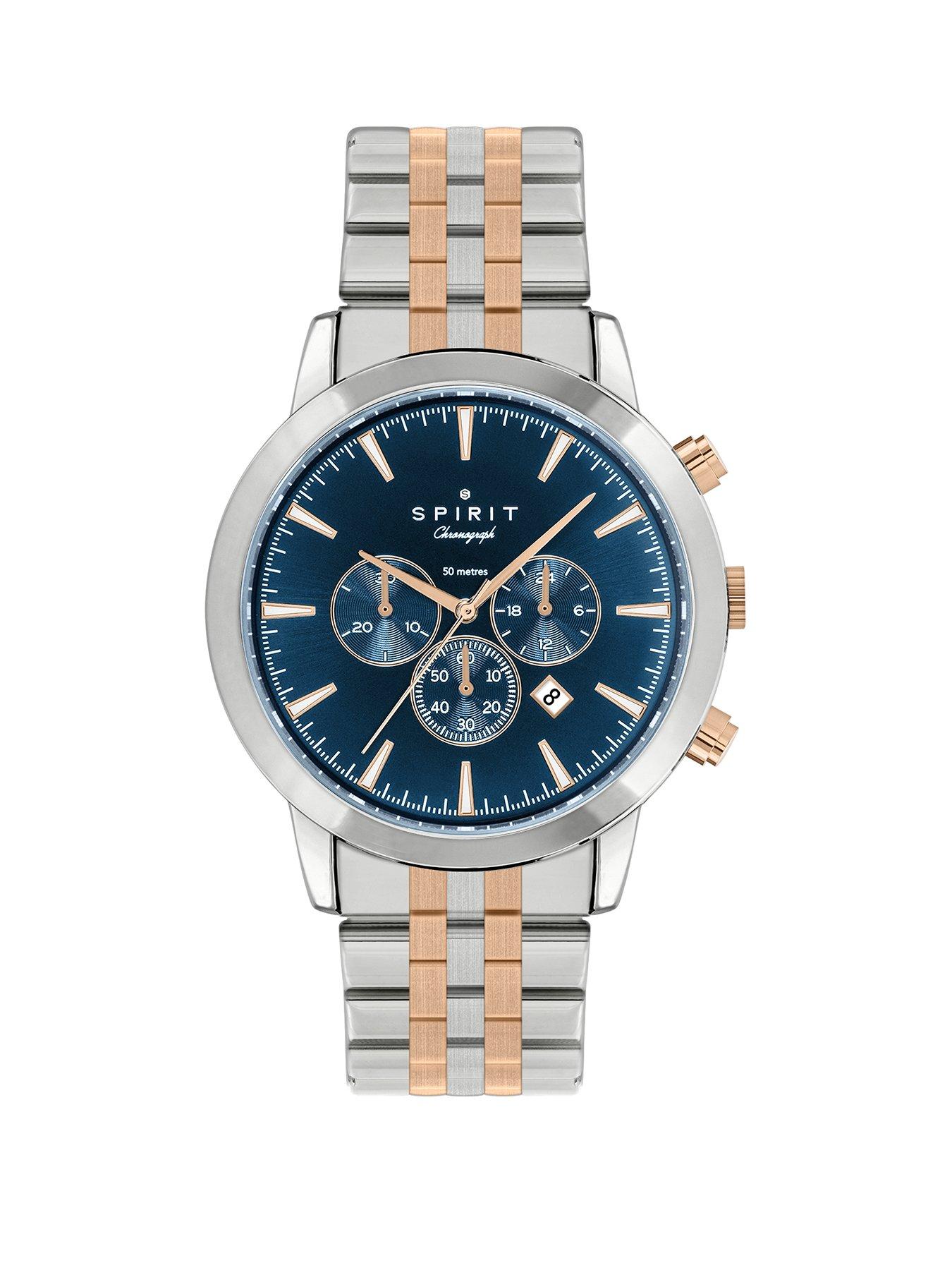 undefined Gents Polished Silver  &  Rose Gold Chronograph Bracelet Watch