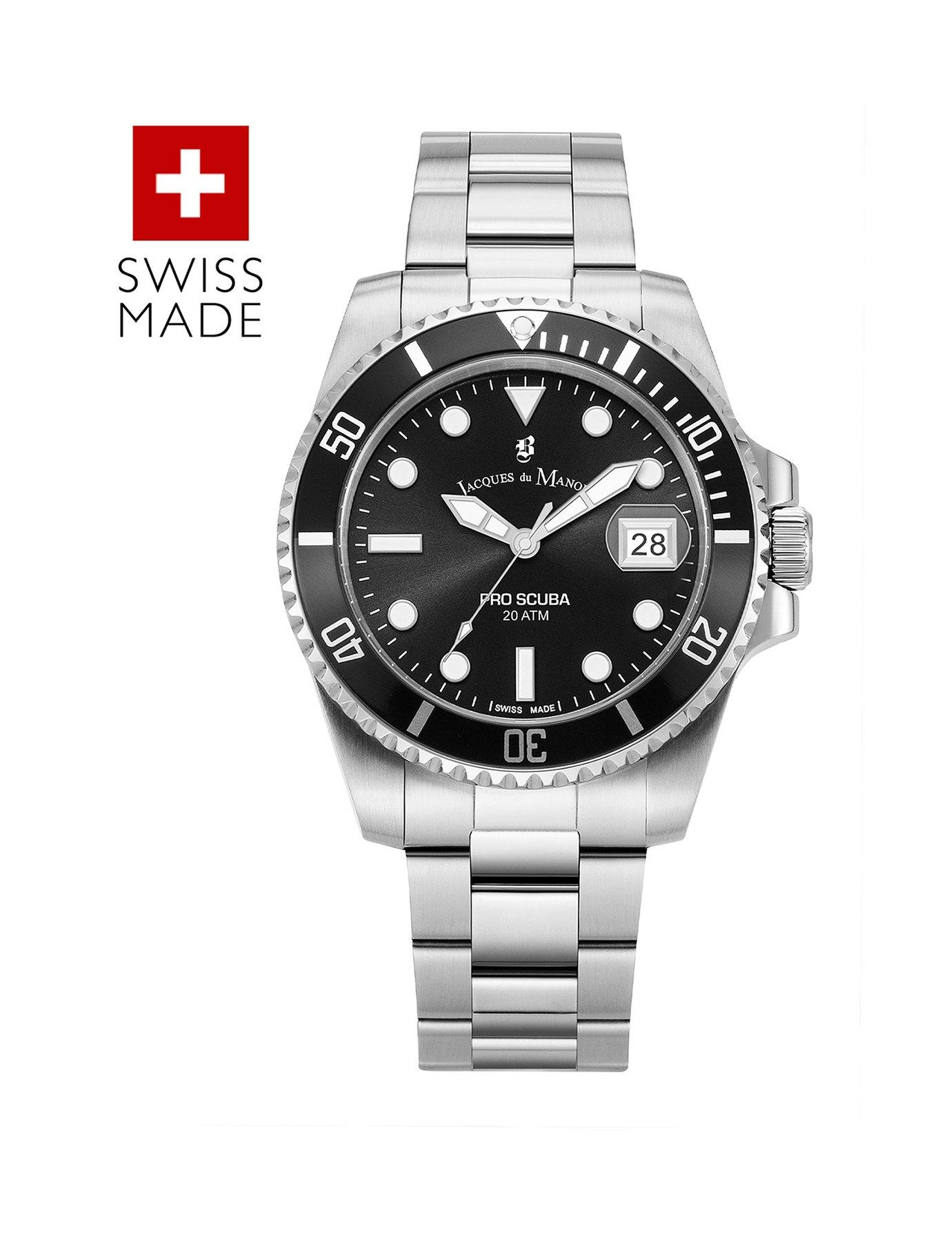 Product photograph of Jacques Du Manoir Jacques Du Manoir -swiss Made Gents Inspiration Stainless Steel Bracelet Watch from very.co.uk