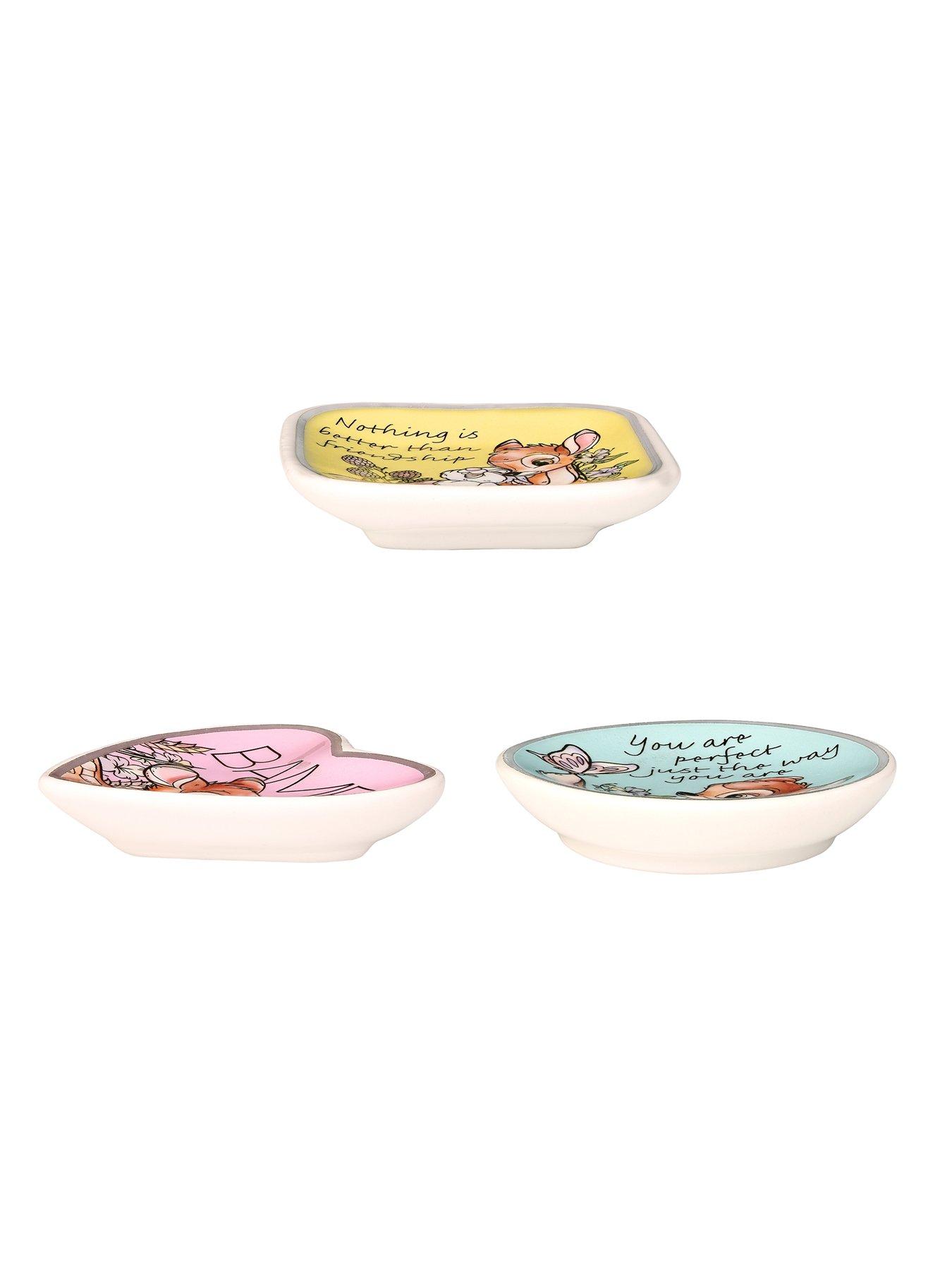 Image 5 of 7 of Disney Bambi Yellow, pink &amp; blue Ceramic Gift 3 piece Boxed Trinket Tray Set