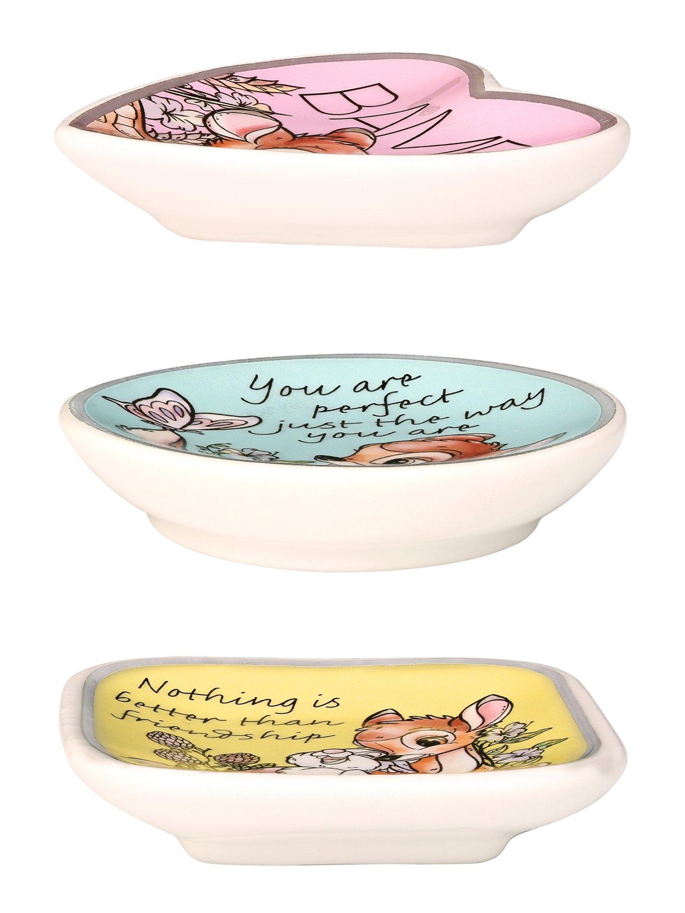Image 6 of 7 of Disney Bambi Yellow, pink &amp; blue Ceramic Gift 3 piece Boxed Trinket Tray Set