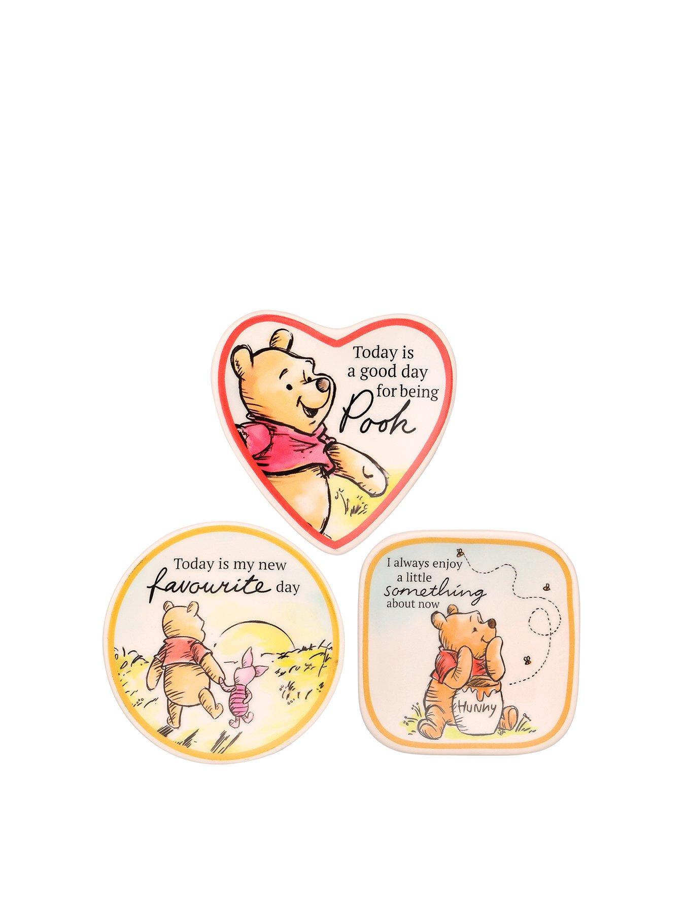 Product photograph of Disney Winnie The Pooh 3pc Multicoloured Ceramic Gift Mini Trinket Tray Set from very.co.uk