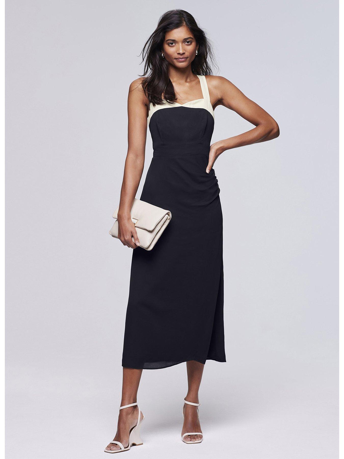 Mint Velvet Navy Contrast Bustier Midi Dress | Very