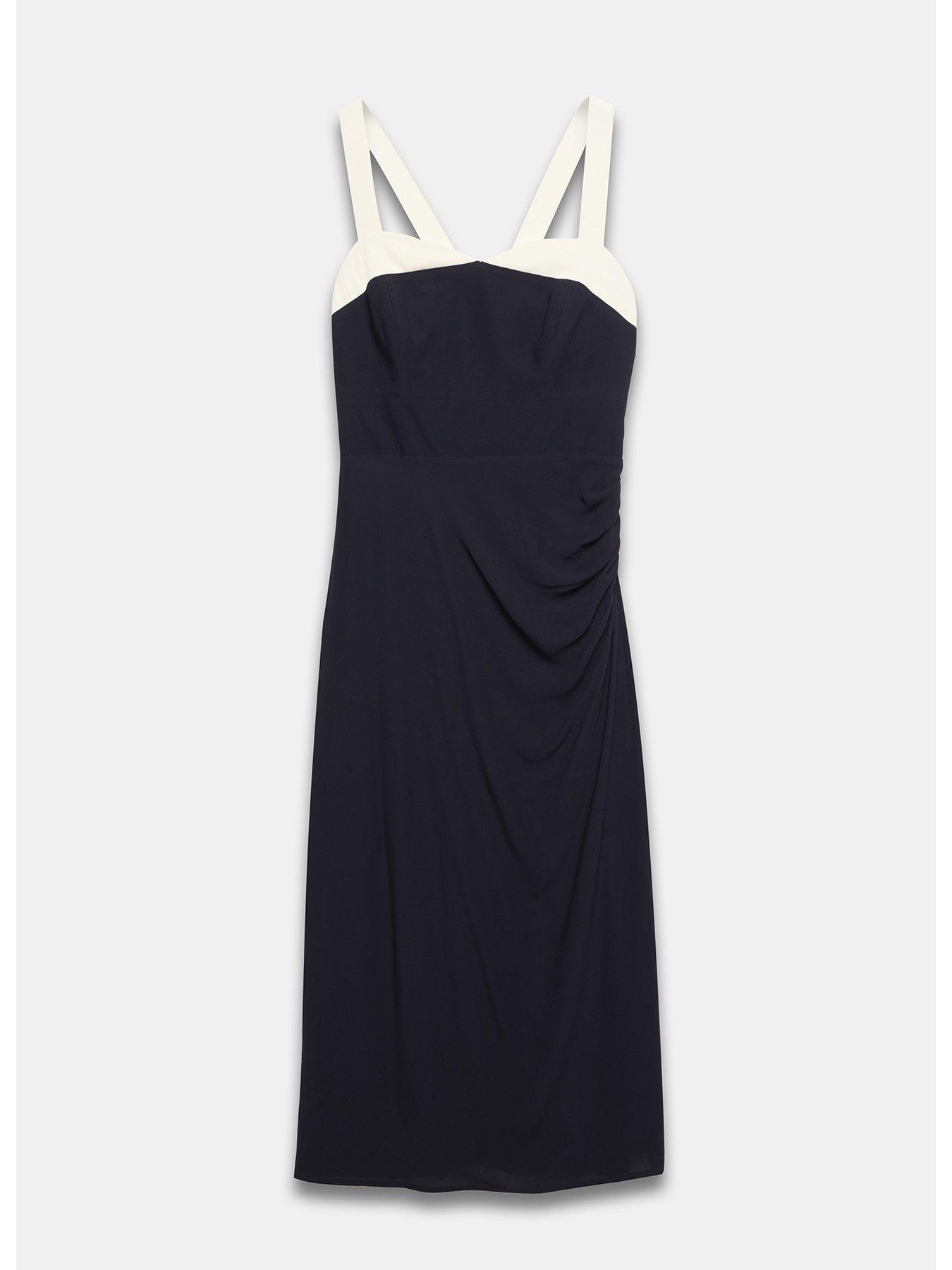 Mint Velvet Navy Contrast Bustier Midi Dress | Very