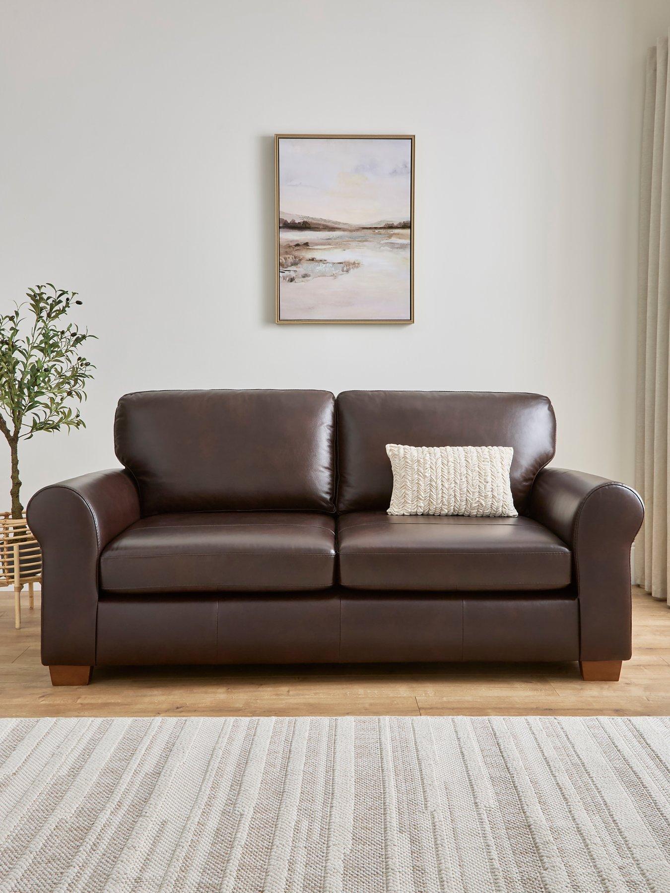 undefined Bailey 3 Seater Leather Sofa Tan - FSC Certified