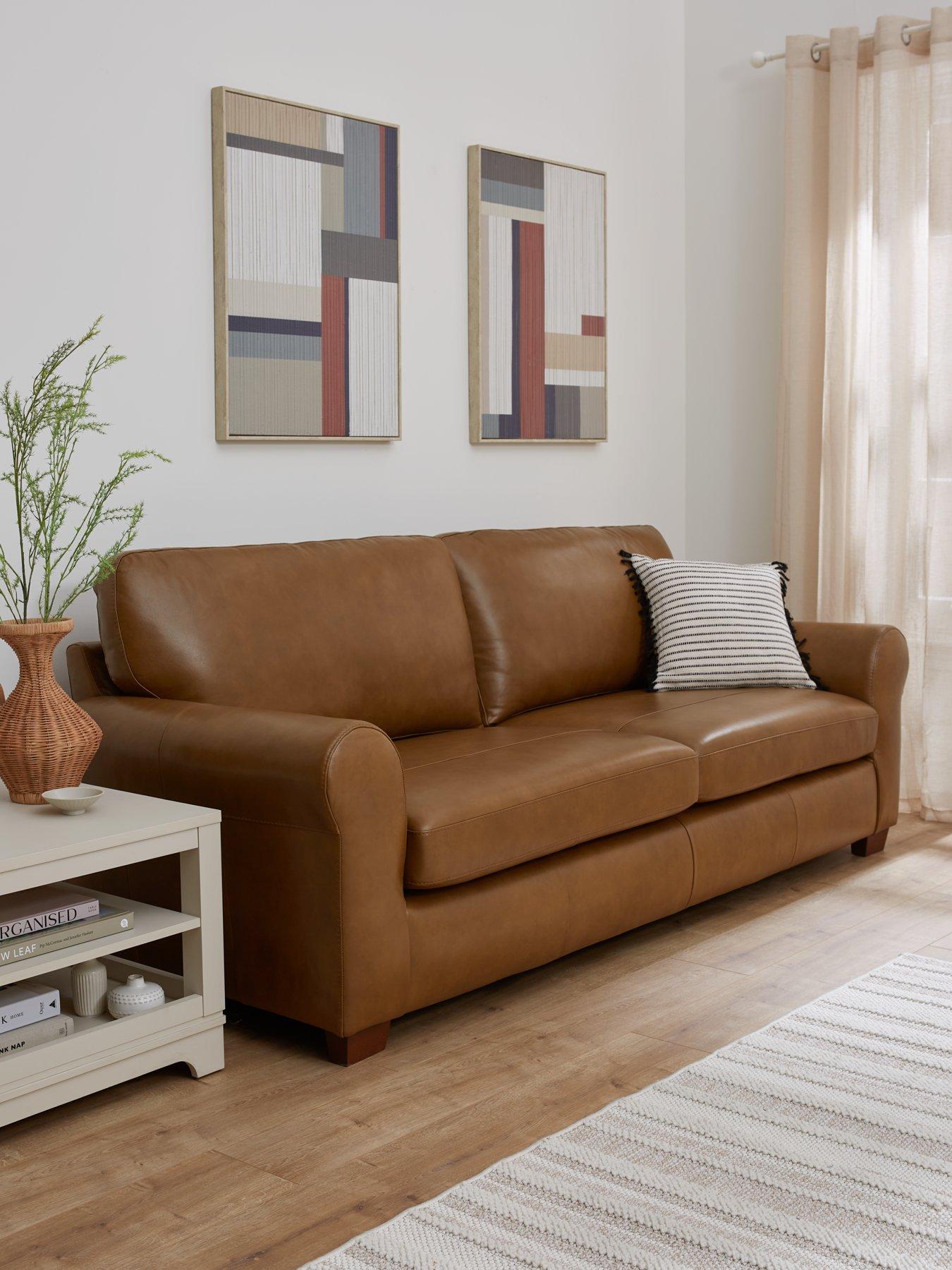 undefined Bailey 3 Seater Leather Sofa Tan - FSC Certified