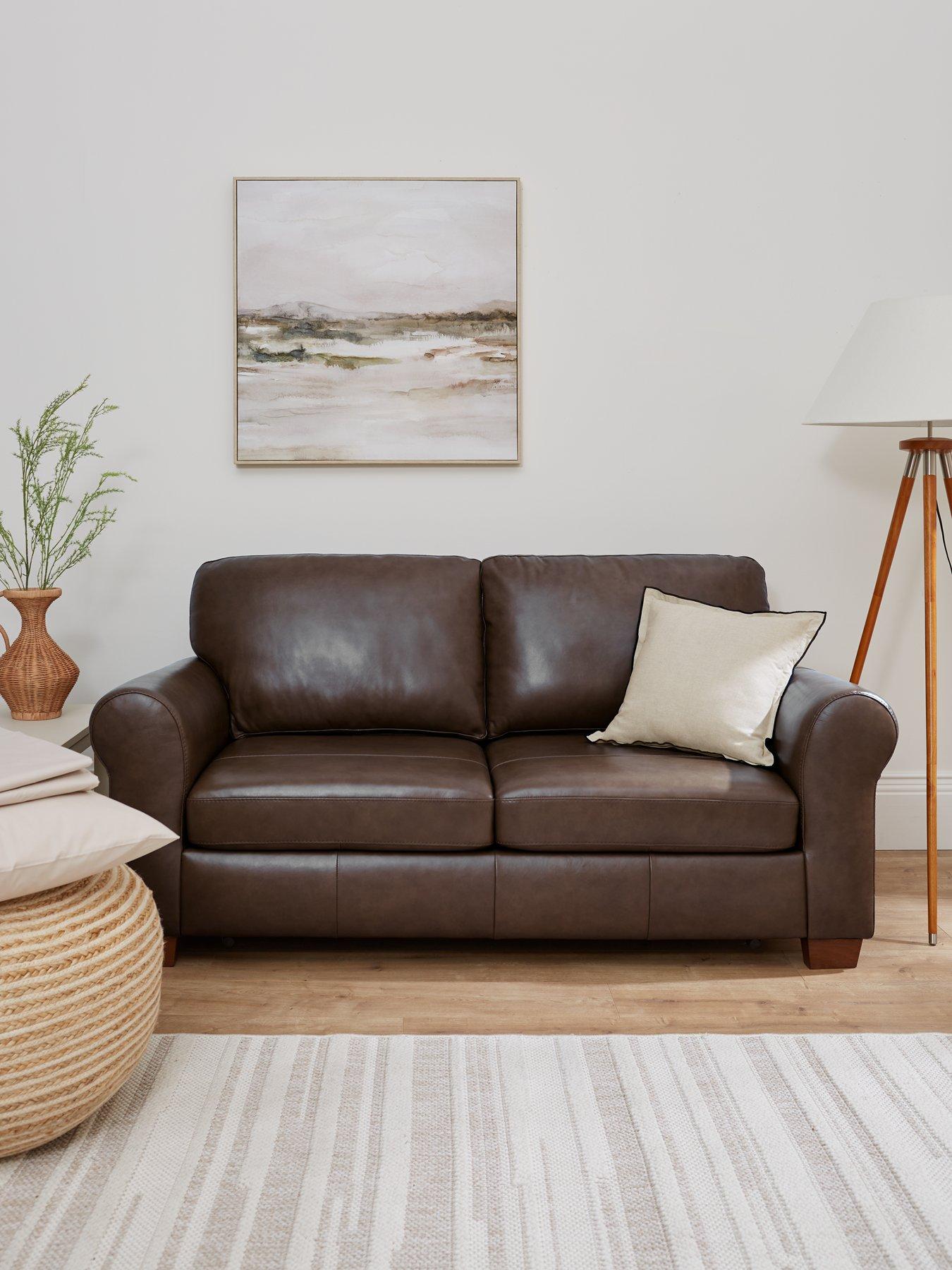 undefined Bailey 2 Seater Leather Sofa Bed - Tan - FSC® Certified