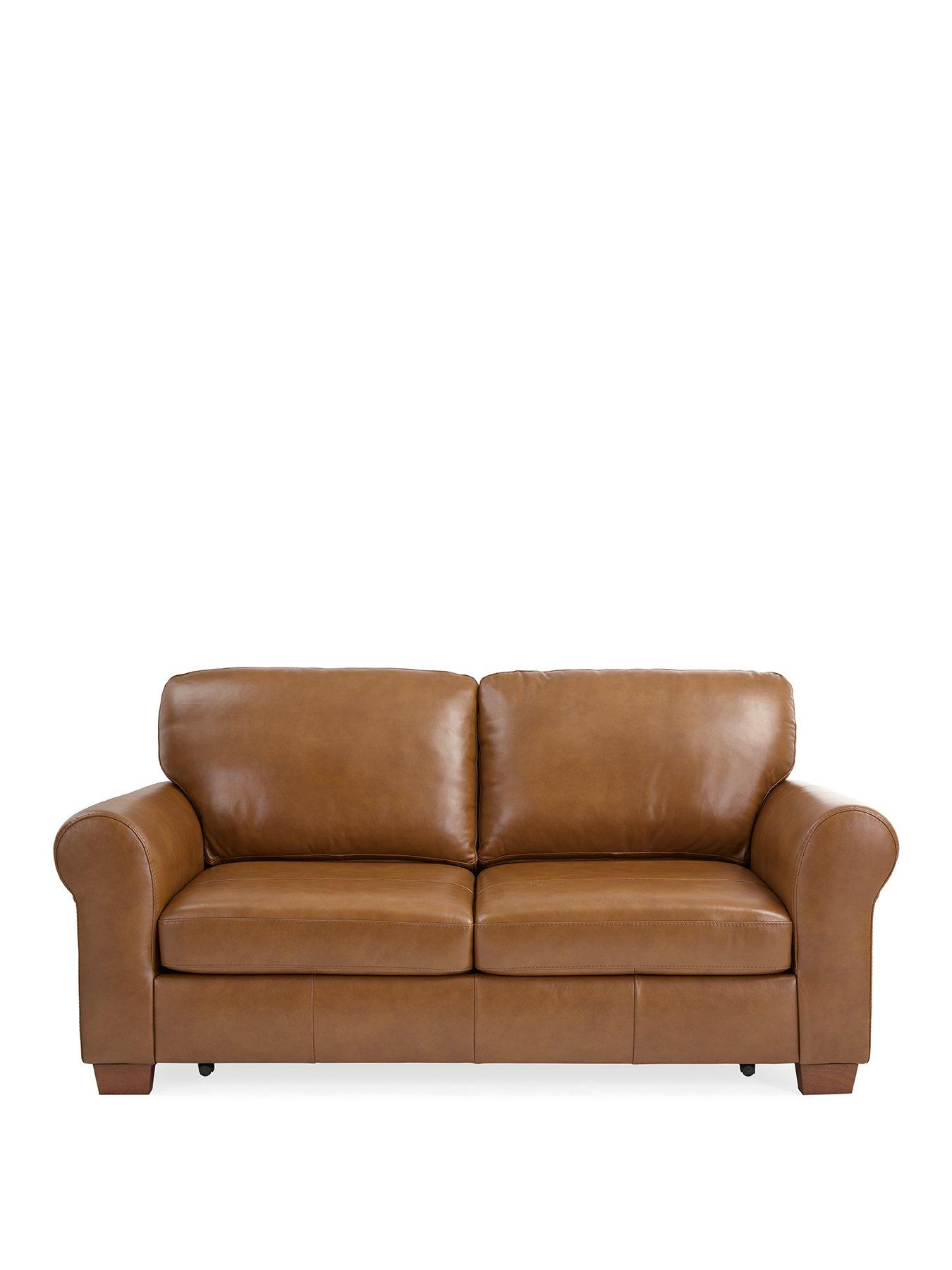 Image 2 of 7 of Very Home Bailey 2 Seater Leather Sofa Bed - Tan&nbsp;- FSC&reg; Certified