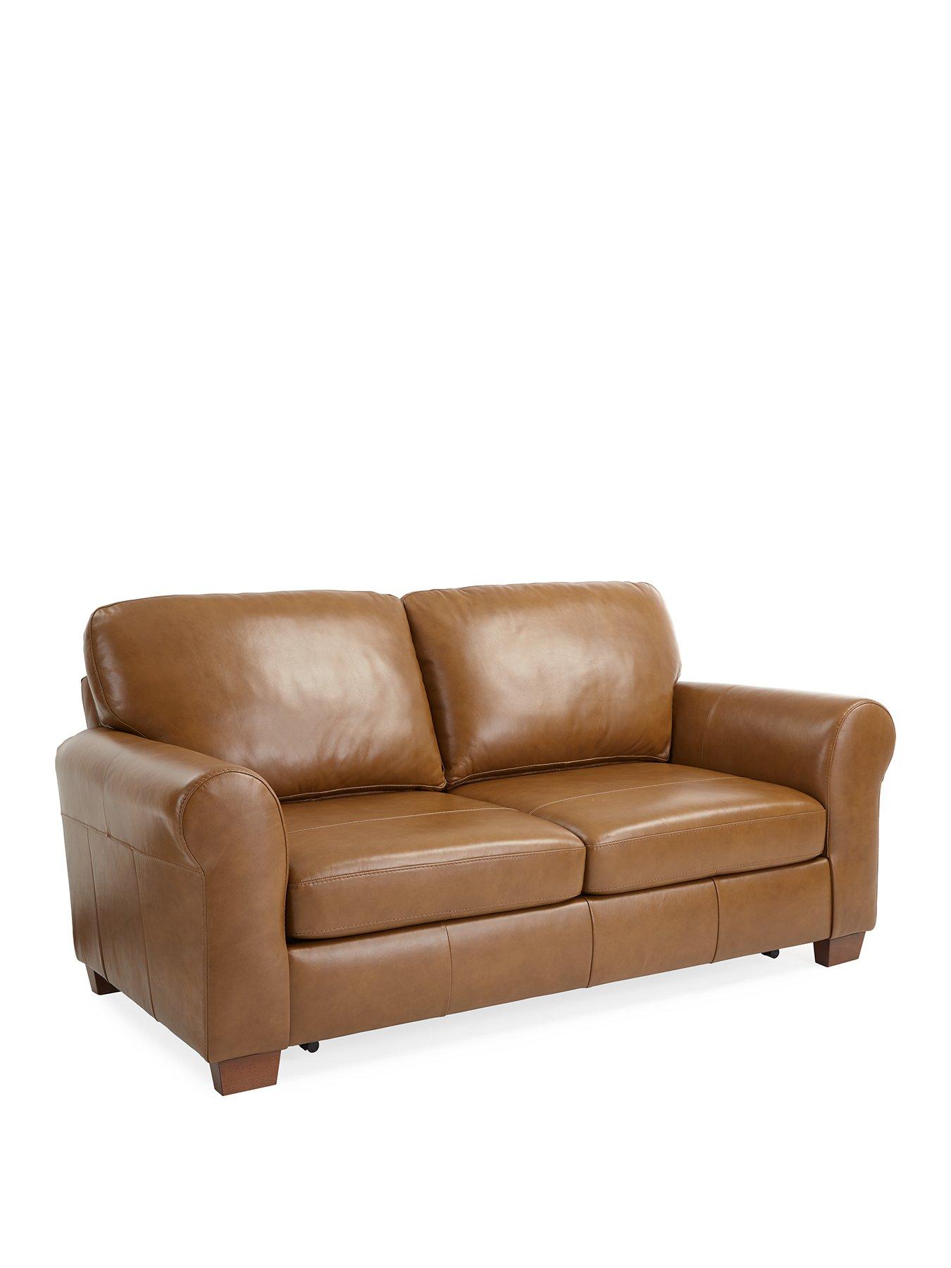 Image 3 of 7 of Very Home Bailey 2 Seater Leather Sofa Bed - Tan&nbsp;- FSC&reg; Certified