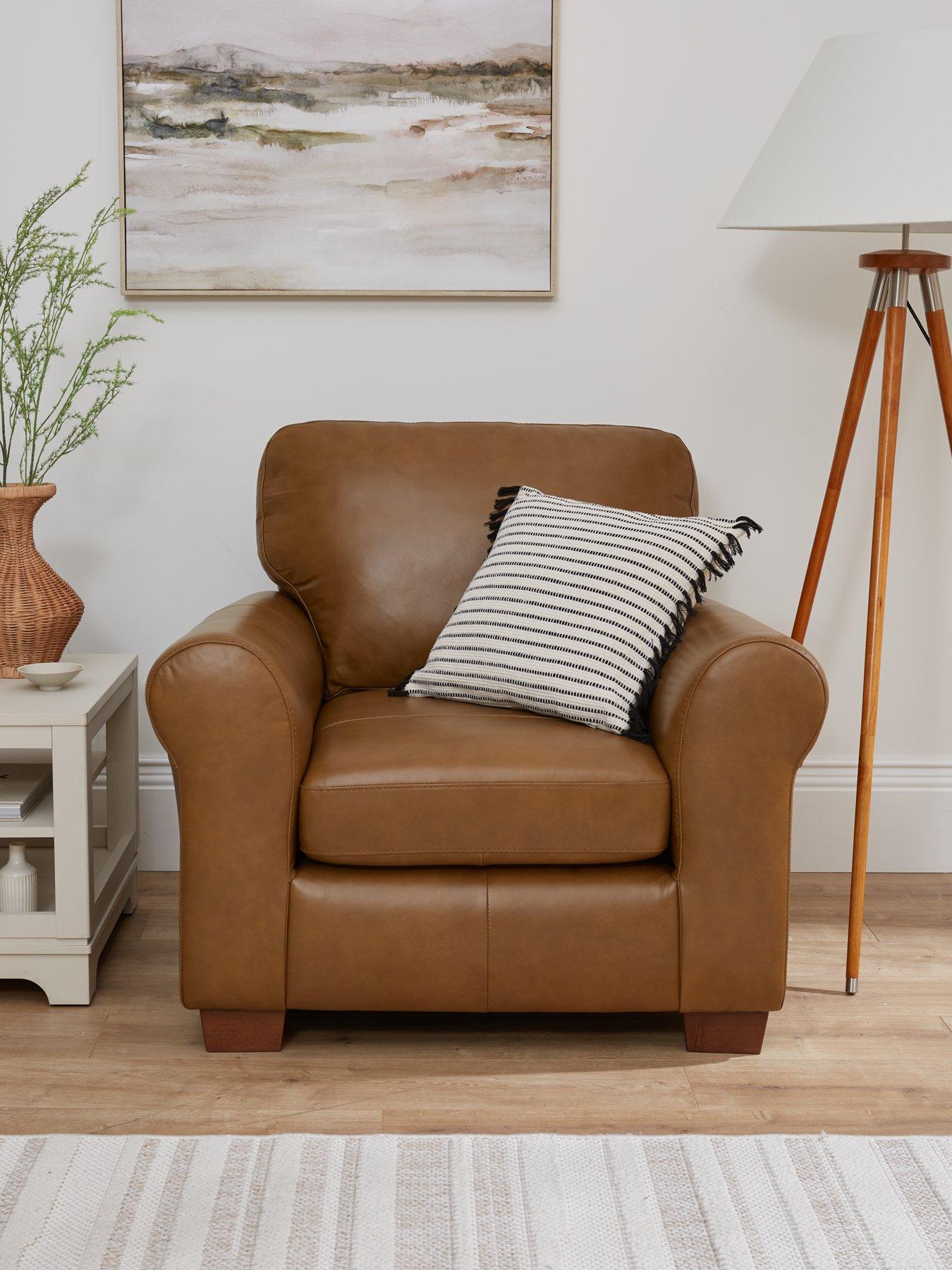 Product photograph of Very Home Bailey Leather Armchair - Tan - Fsc Certified from very.co.uk